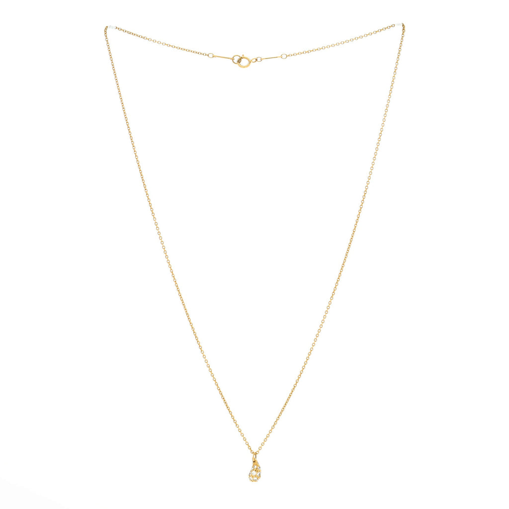 Elsa Peretti Teardrop Pendant Necklace 18K Yellow Gold with Diamonds Small