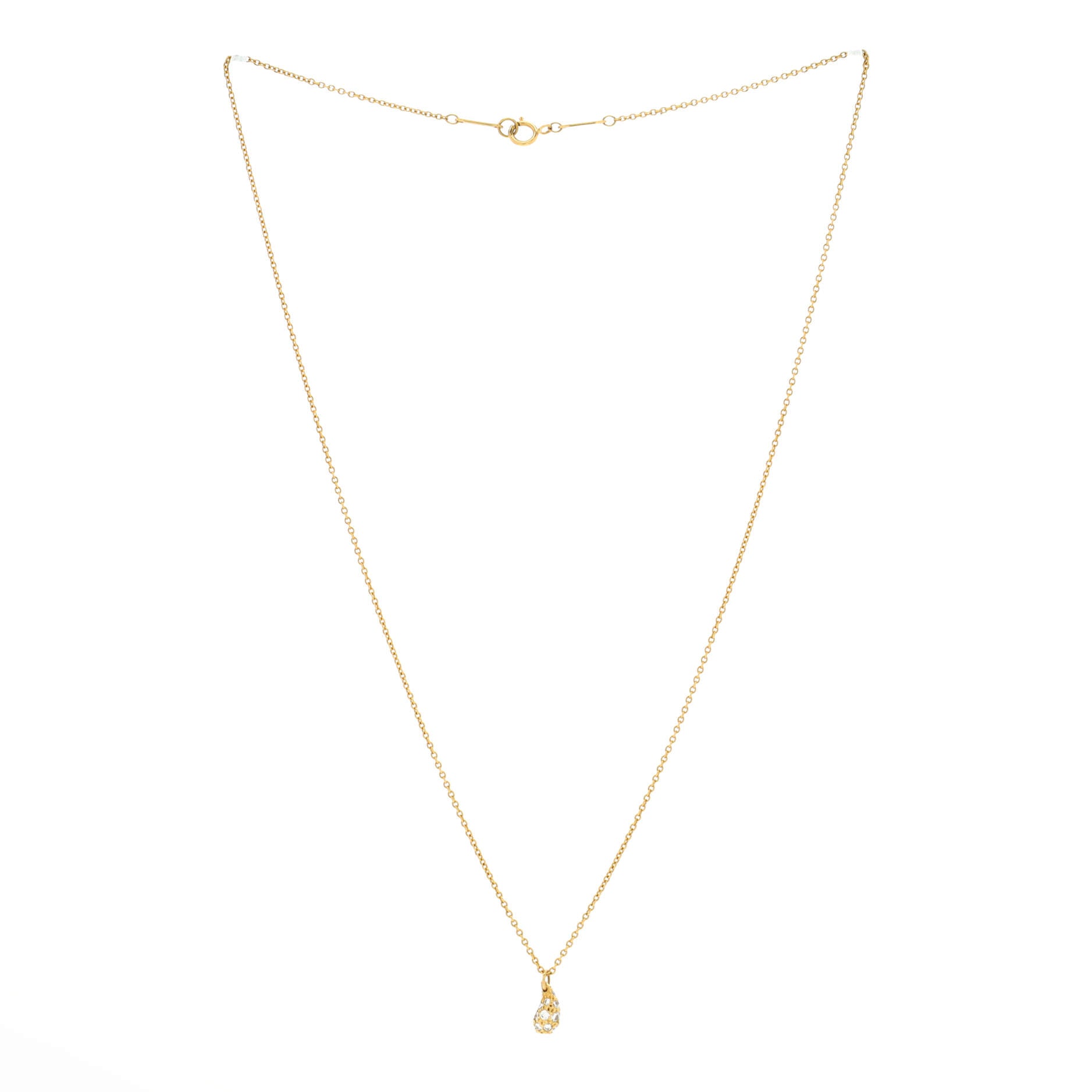 Elsa Peretti Teardrop Pendant Necklace 18K Yellow Gold with Diamonds Small