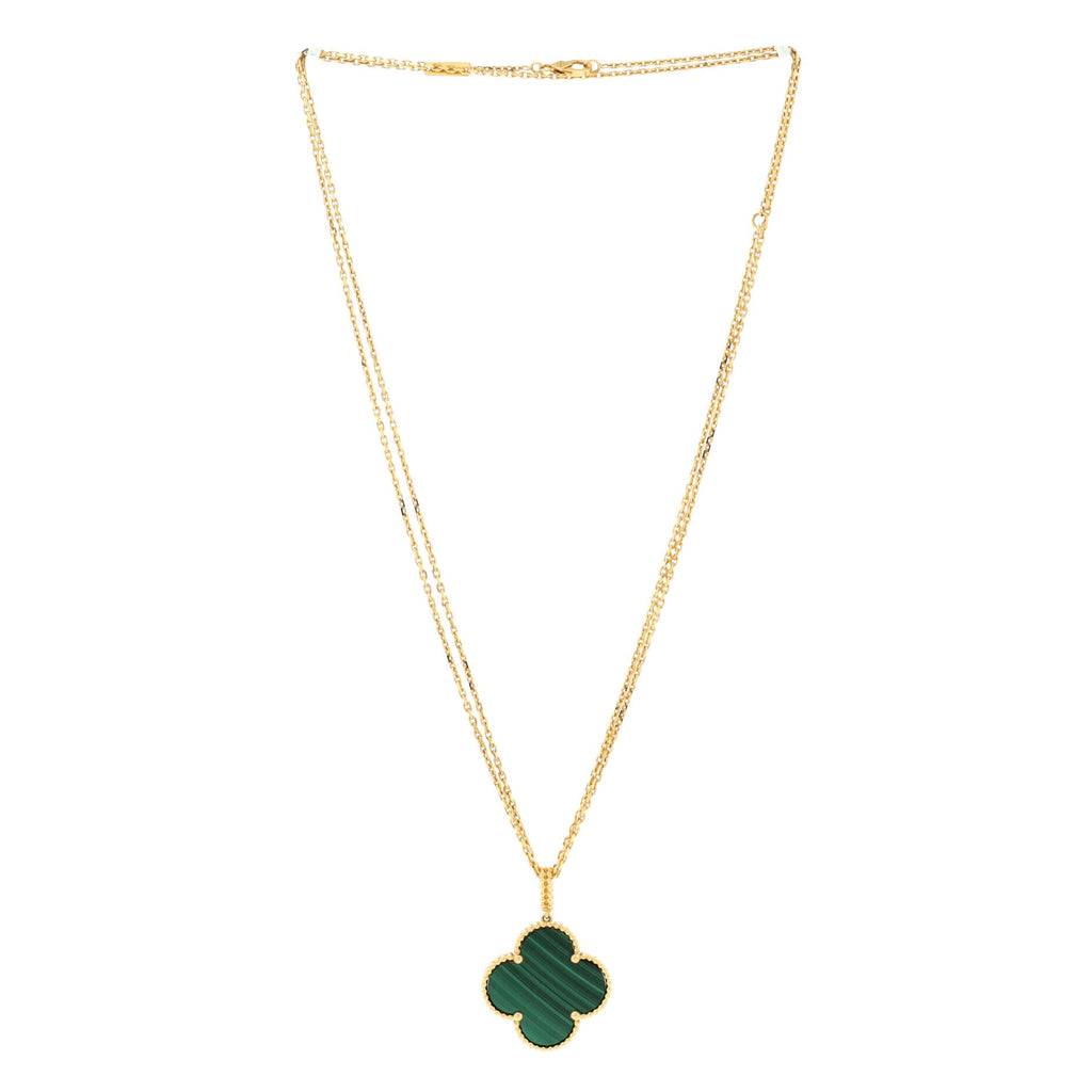 Magic Alhambra Pendant Necklace 18K Yellow Gold and Malachite