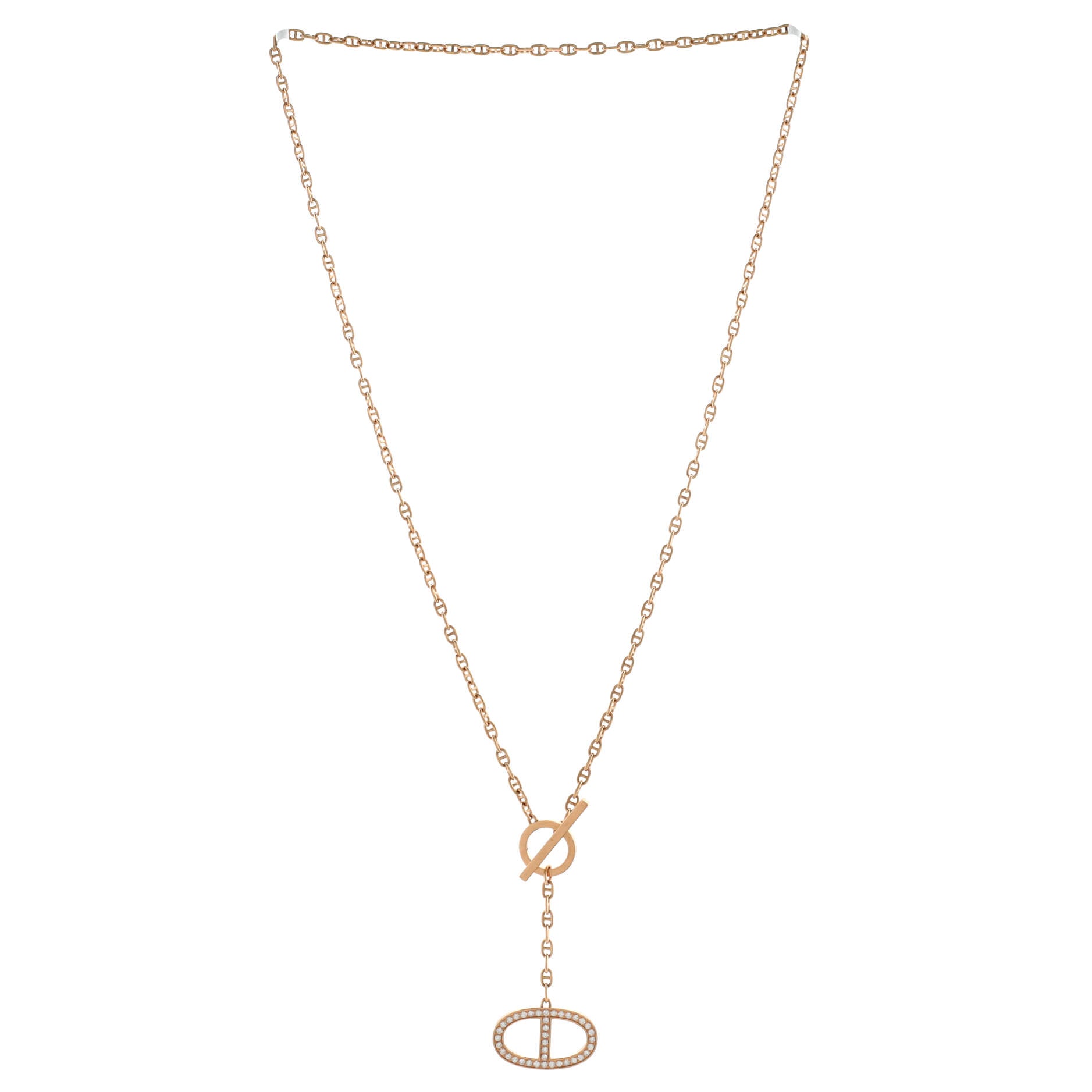 Chaine d'Ancre Contour Pendant Necklace 18K Rose Gold with Diamonds Large