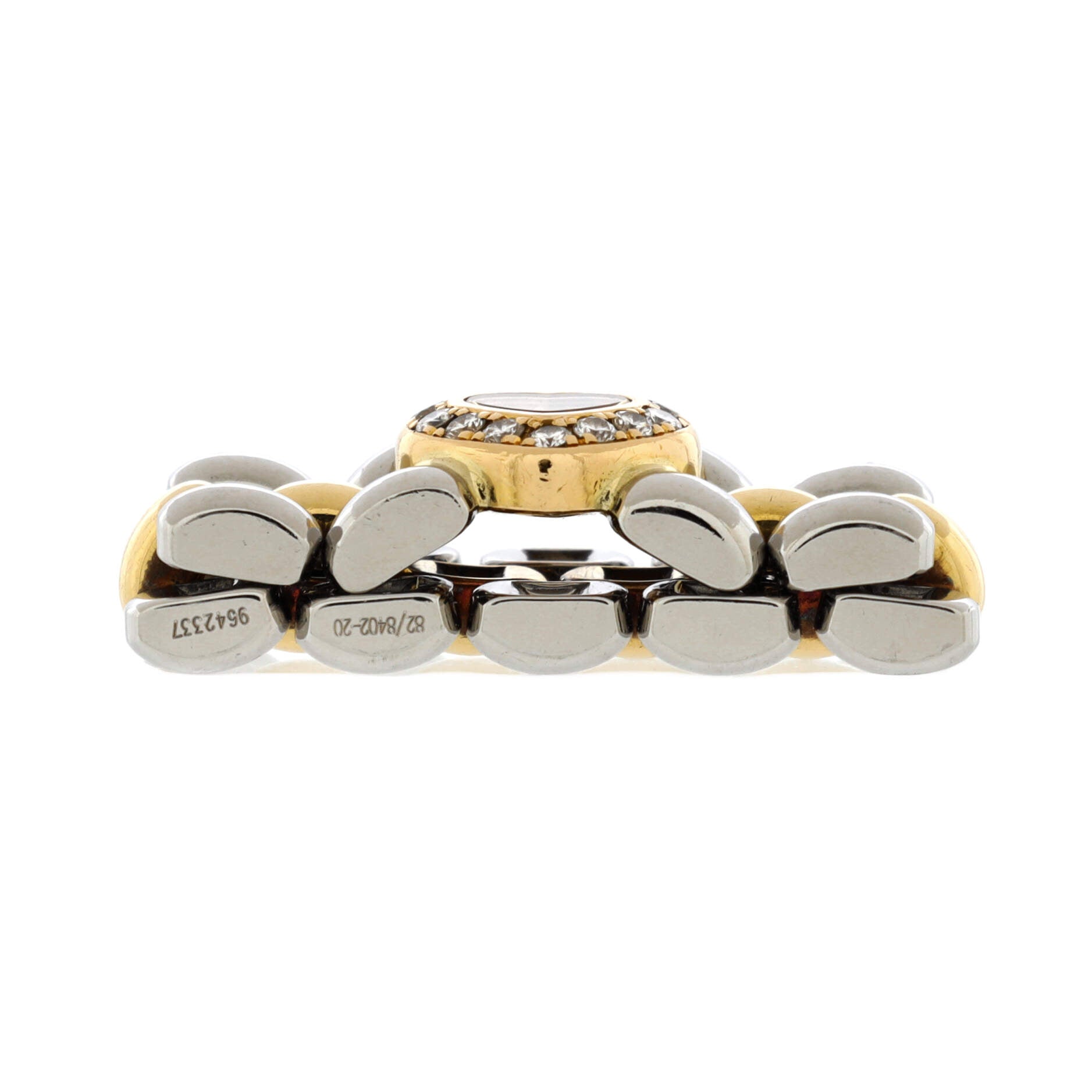 Happy Diamonds Heart Ring Stainless Steel and 18K Yellow Gold with Pave Diamonds and 1 Floating Diamond