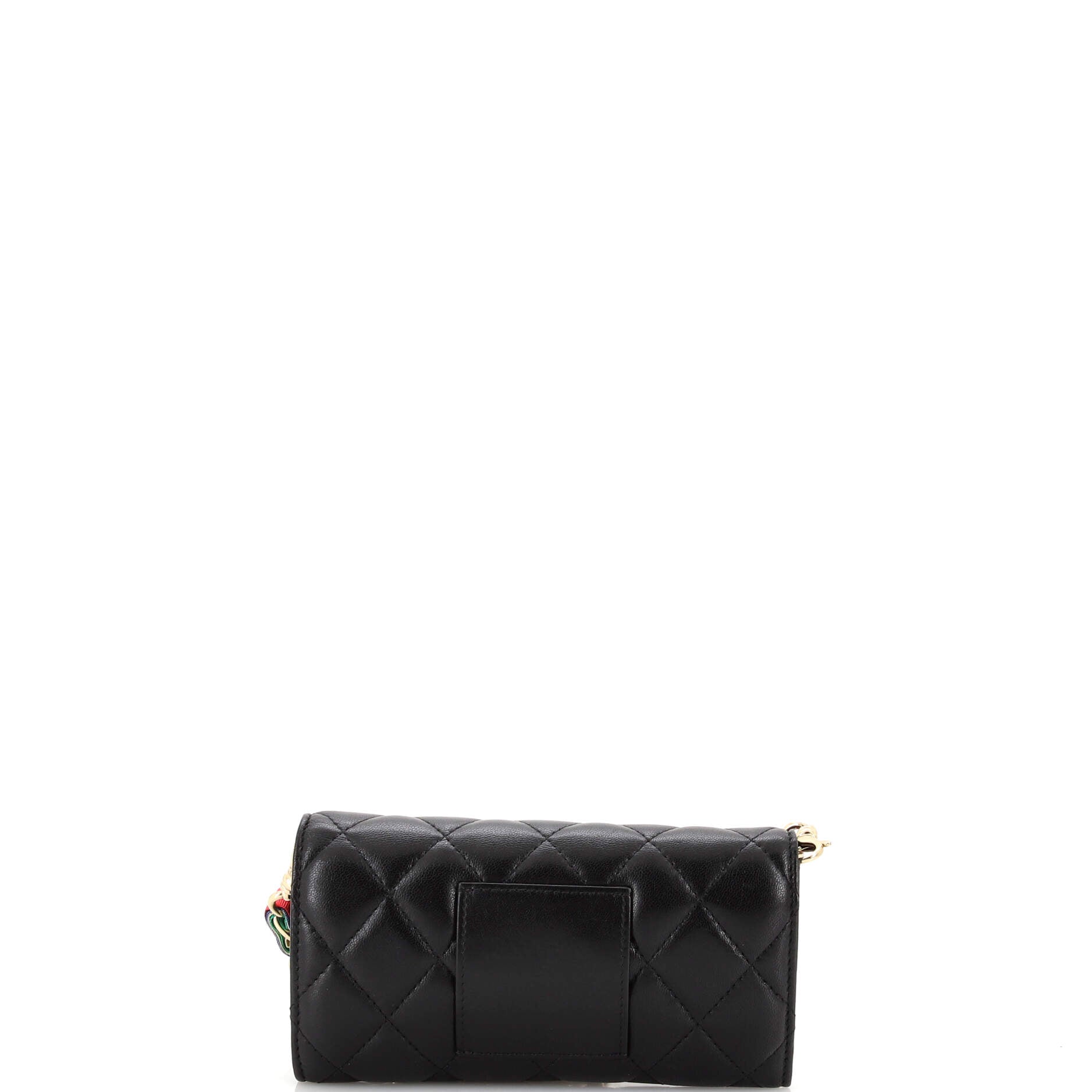RIbbon Long Clutch with Chain Flap Bag Quilted Lambskin