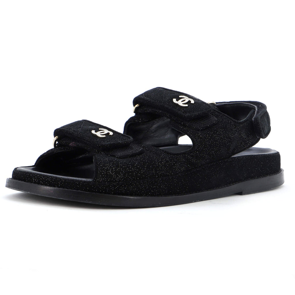 Women's Velcro Dad Sandals Quilted Glitter Fabric