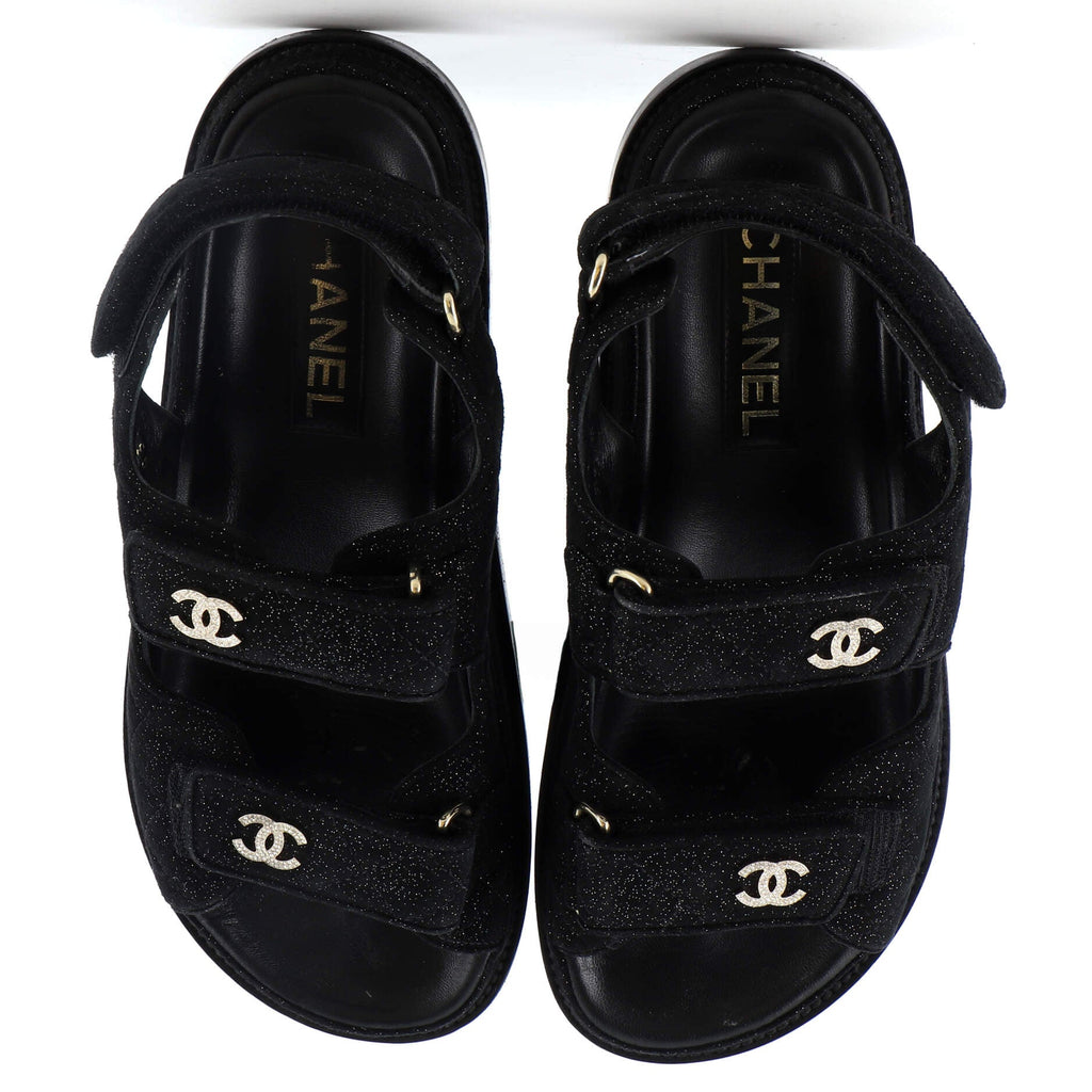 Women's Velcro Dad Sandals Quilted Glitter Fabric