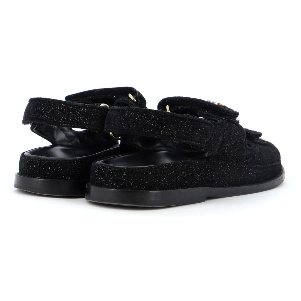 Women's Velcro Dad Sandals Quilted Glitter Fabric