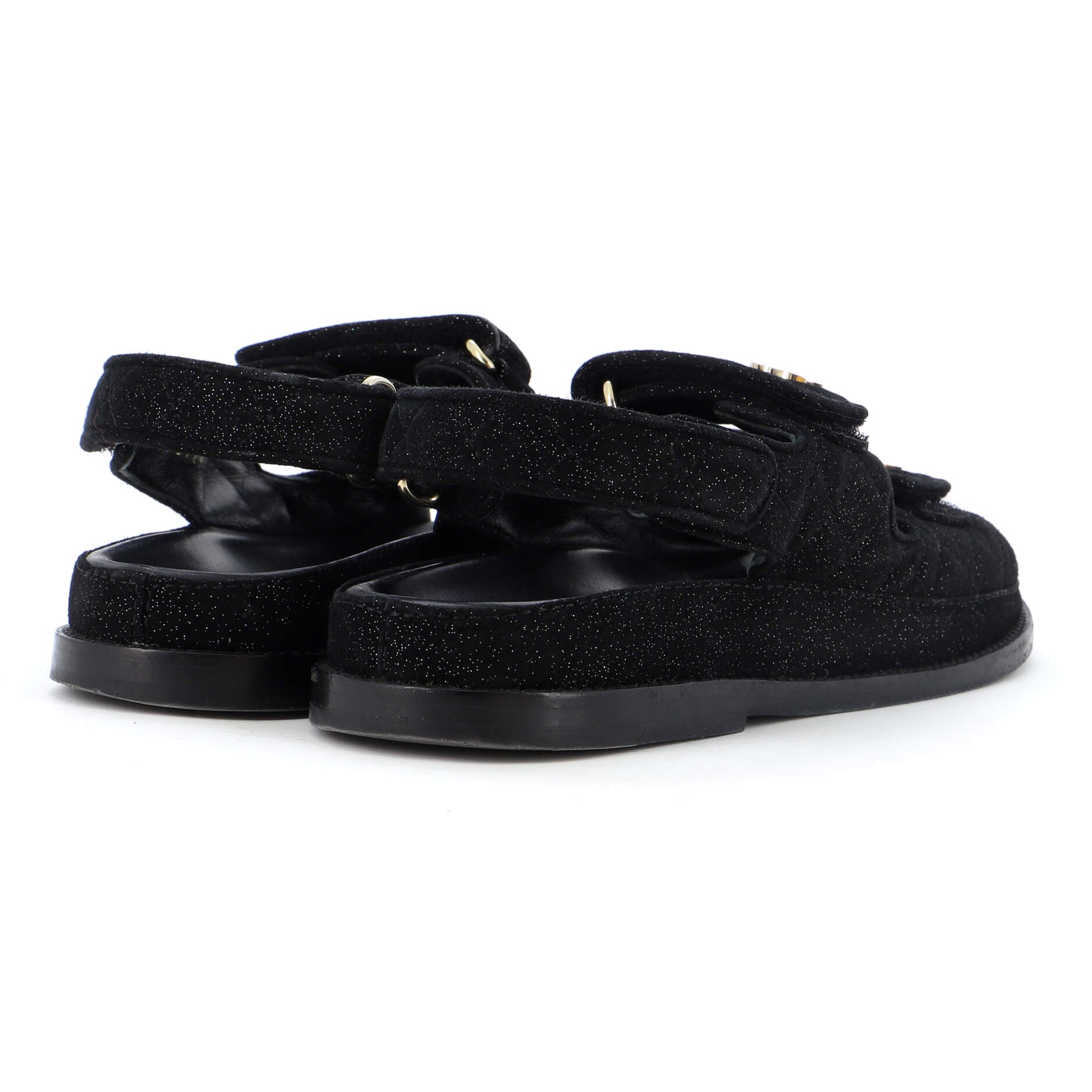 Women's Velcro Dad Sandals Quilted Glitter Fabric