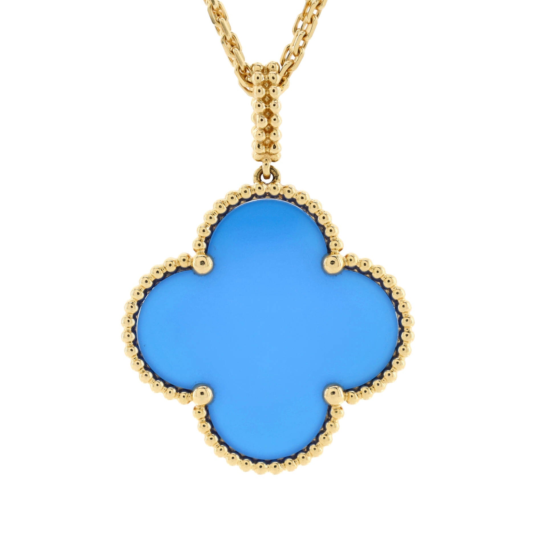 Magic Alhambra Pendant Necklace 18K Yellow Gold and Agate
