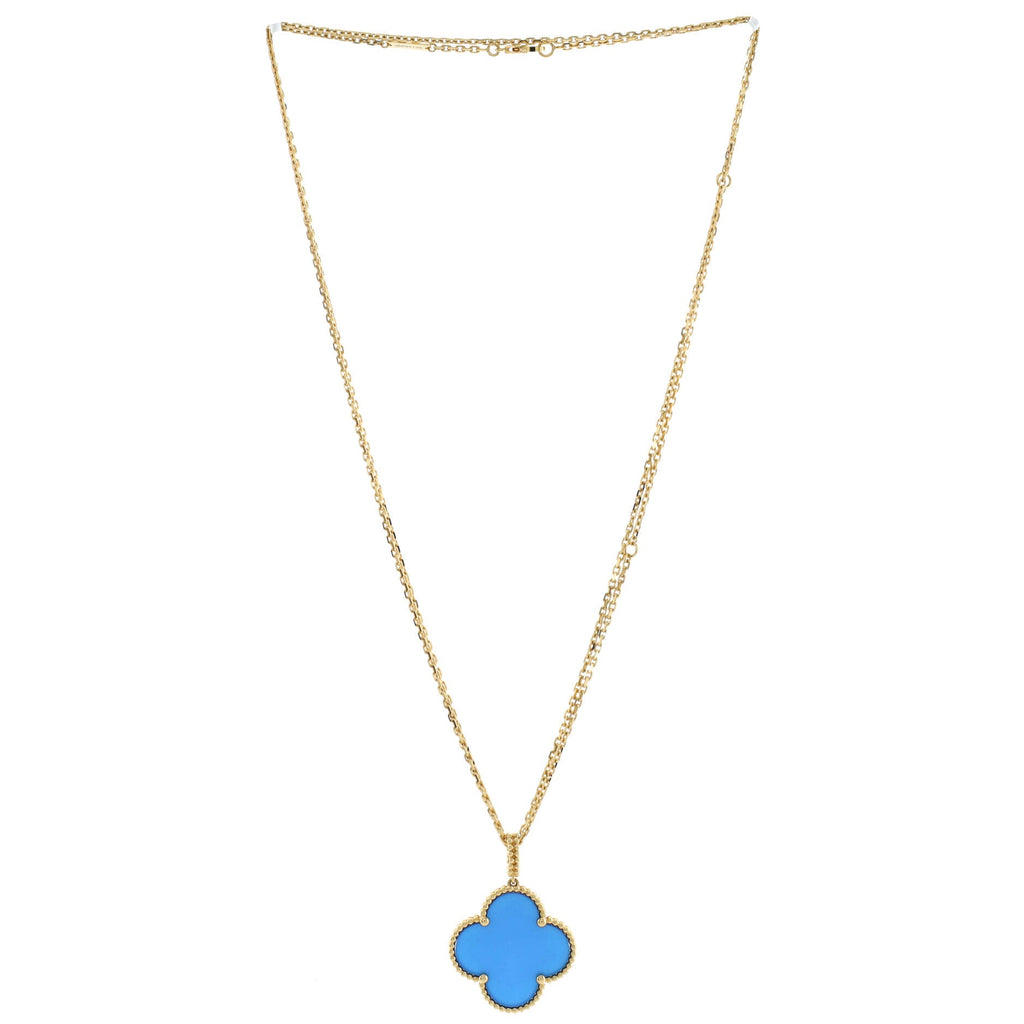 Magic Alhambra Pendant Necklace 18K Yellow Gold and Agate