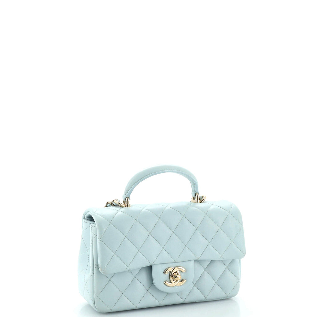 Classic Single Flap Top Handle Bag Quilted Lambskin Mini