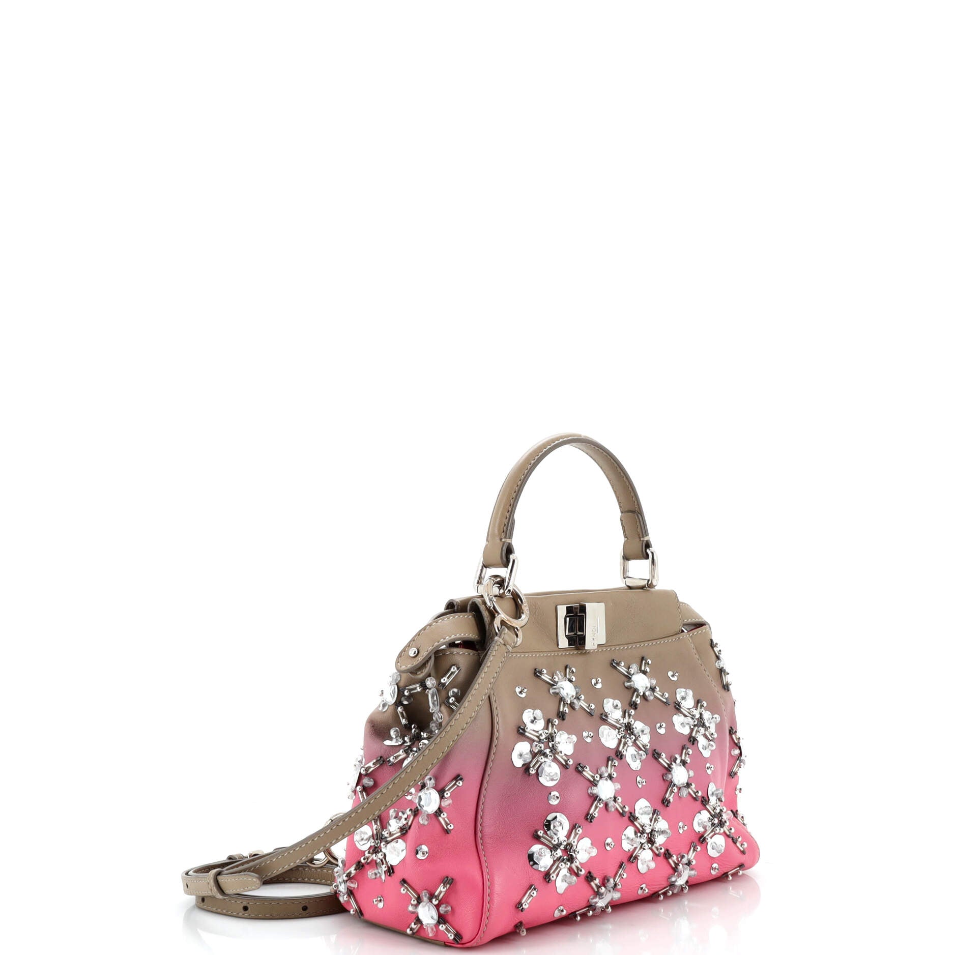 Peekaboo Bag Crystal Embellished Ombre Leather Mini