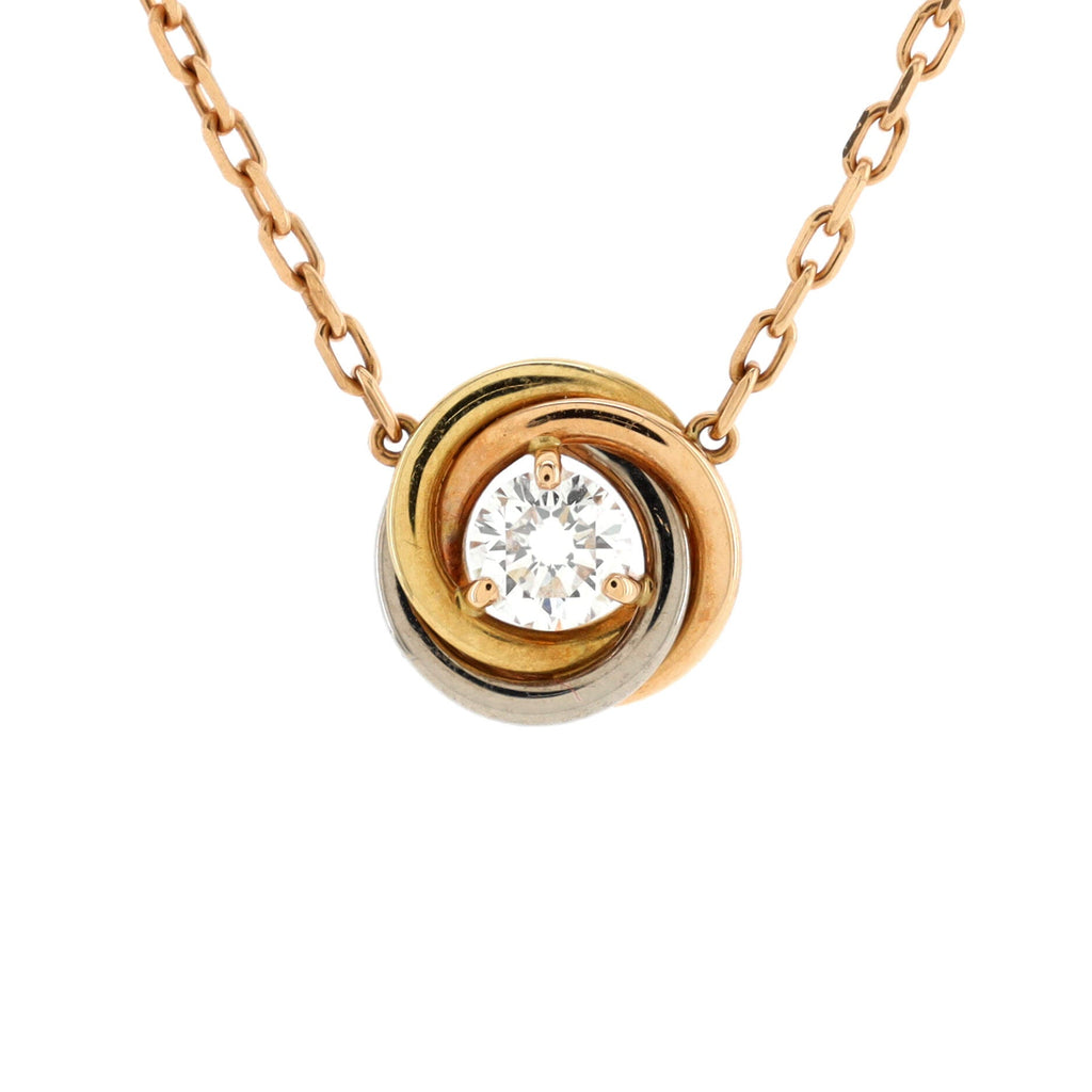 Trinity Diamond Pendant Necklace 18K Tricolor Gold and Diamond