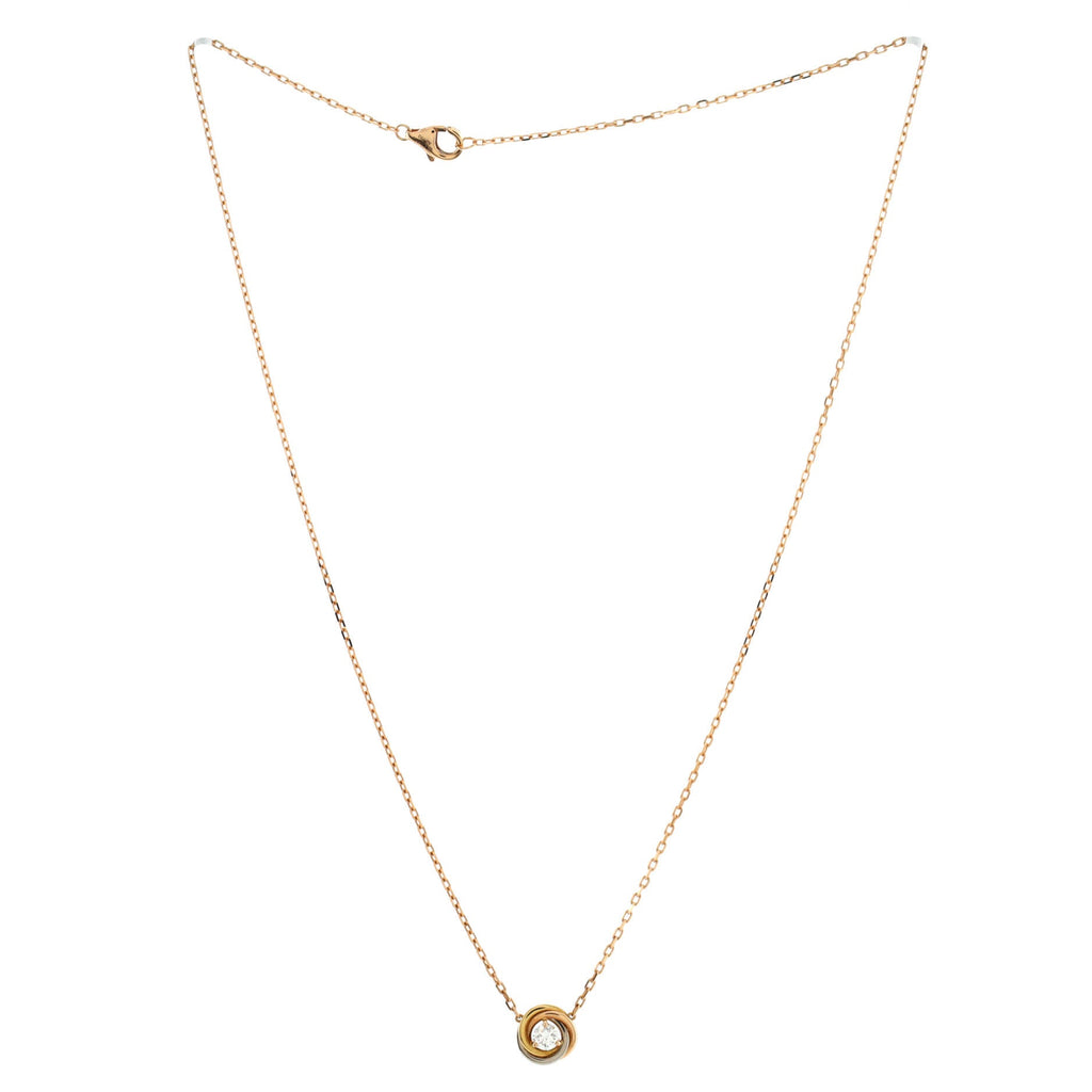 Trinity Diamond Pendant Necklace 18K Tricolor Gold and Diamond