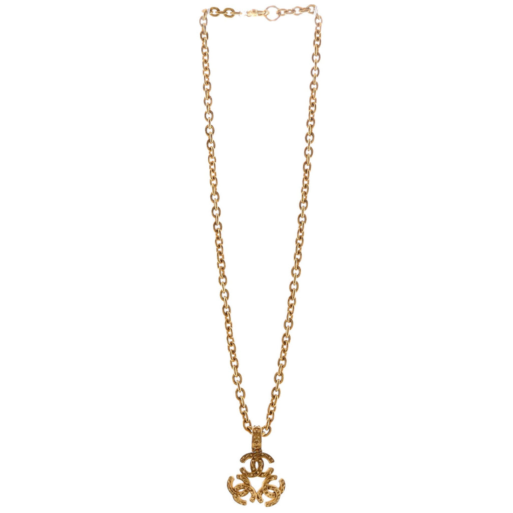 Vintage Triple CC Chain Necklace Metal