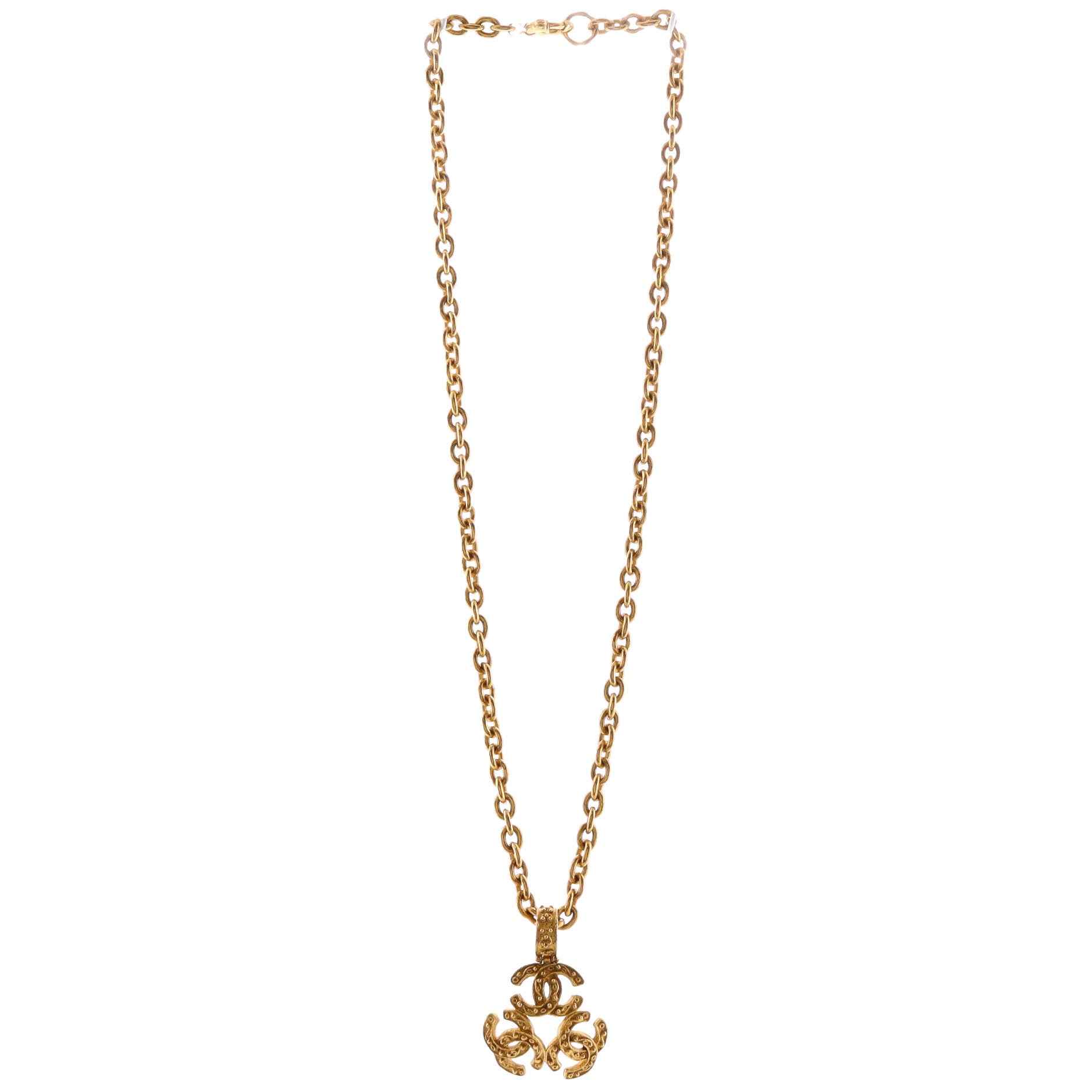 Vintage Triple CC Chain Necklace Metal