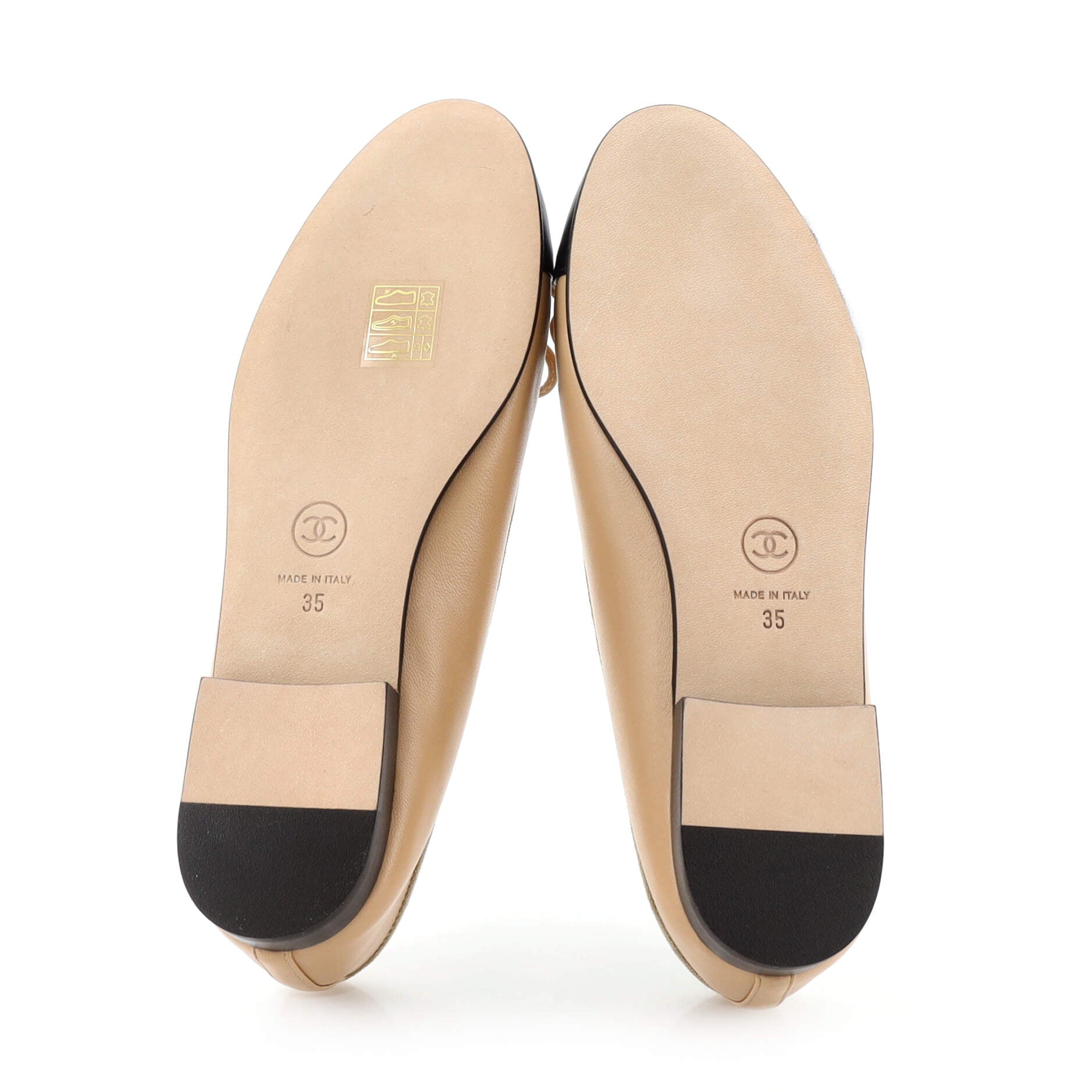 Women's CC Cap Toe Bow Ballerina Flats Leather