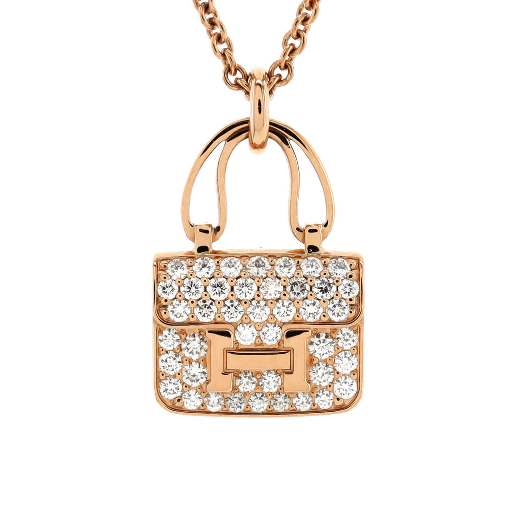 Amulettes Constance Pendant NM Necklace 18K Rose Gold and Diamonds