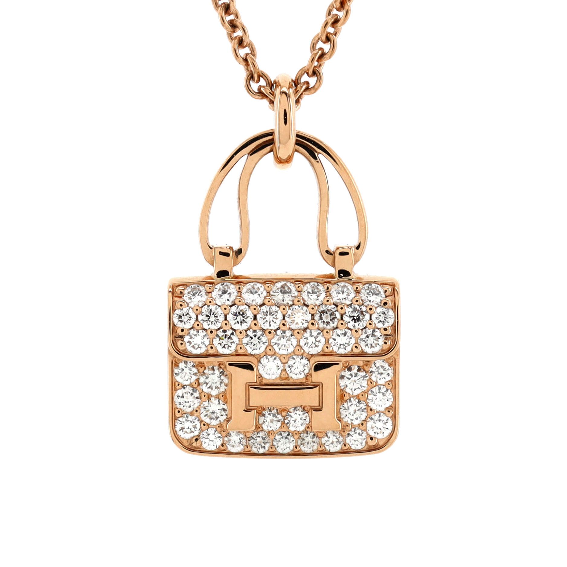 Amulettes Constance Pendant NM Necklace 18K Rose Gold and Diamonds