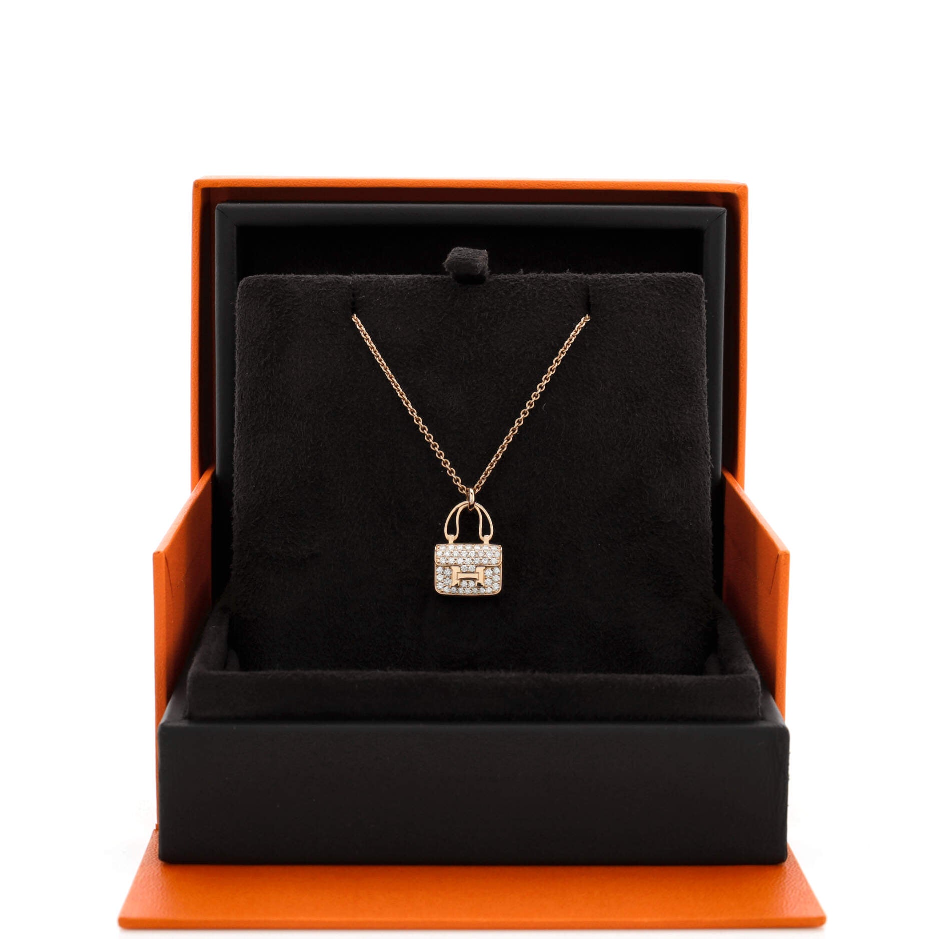 Amulettes Constance Pendant NM Necklace 18K Rose Gold and Diamonds