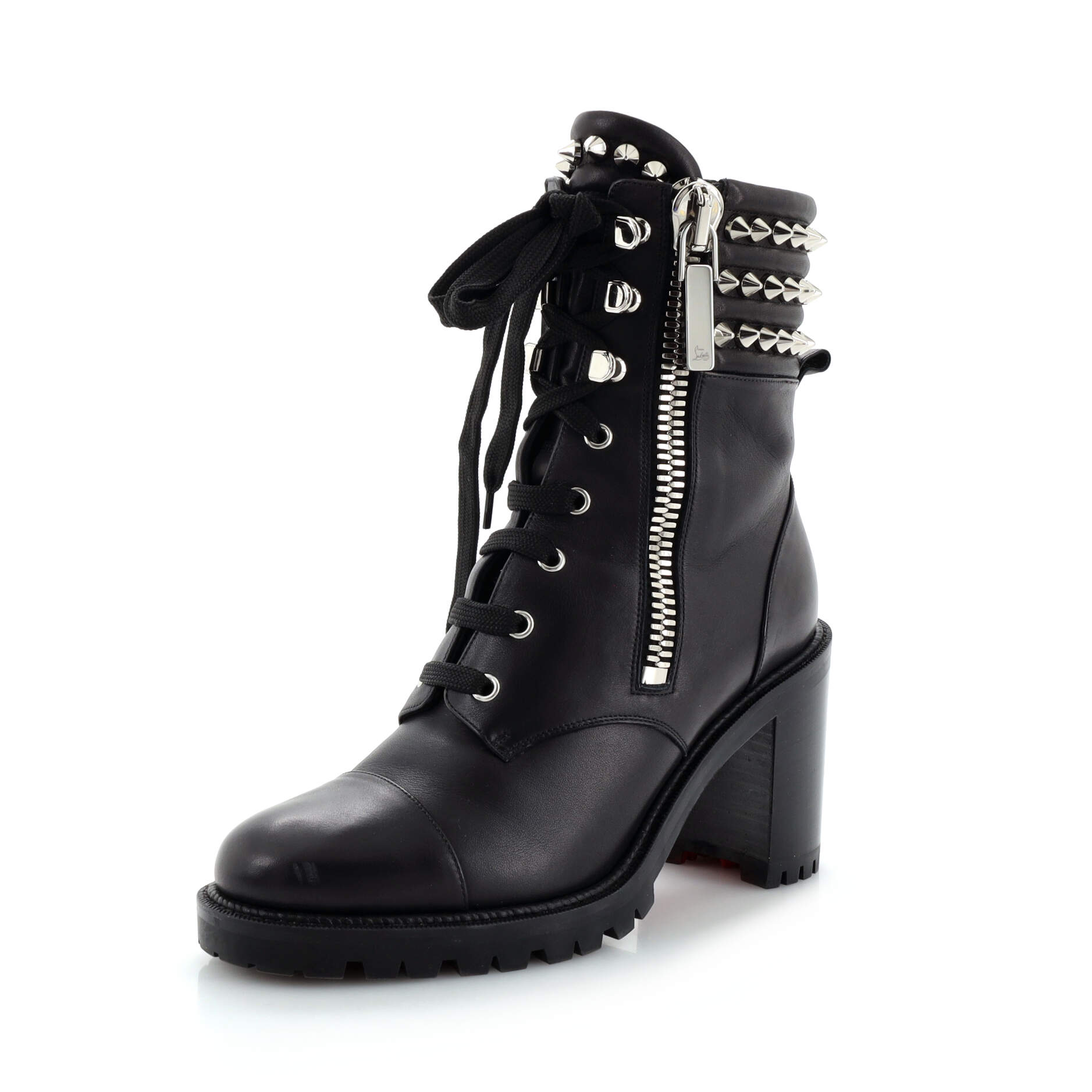 Women's Winter Spikes Heeled Boots Leather 70