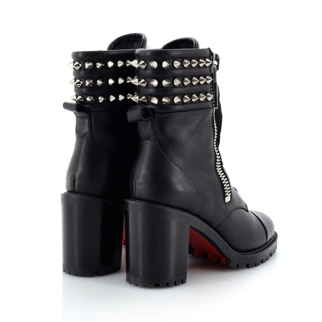 Women's Winter Spikes Heeled Boots Leather 70