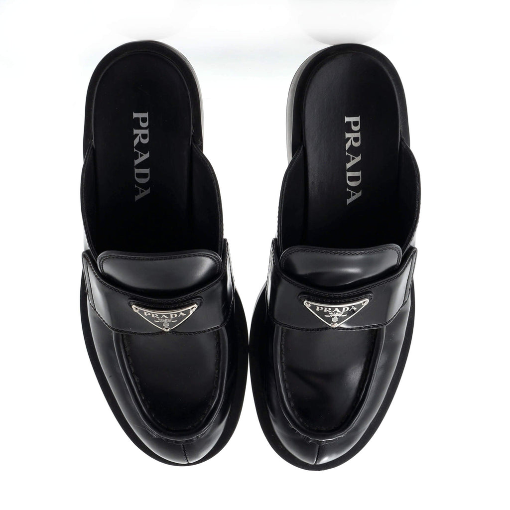 Women's Triangle Logo Slide Mules Leather