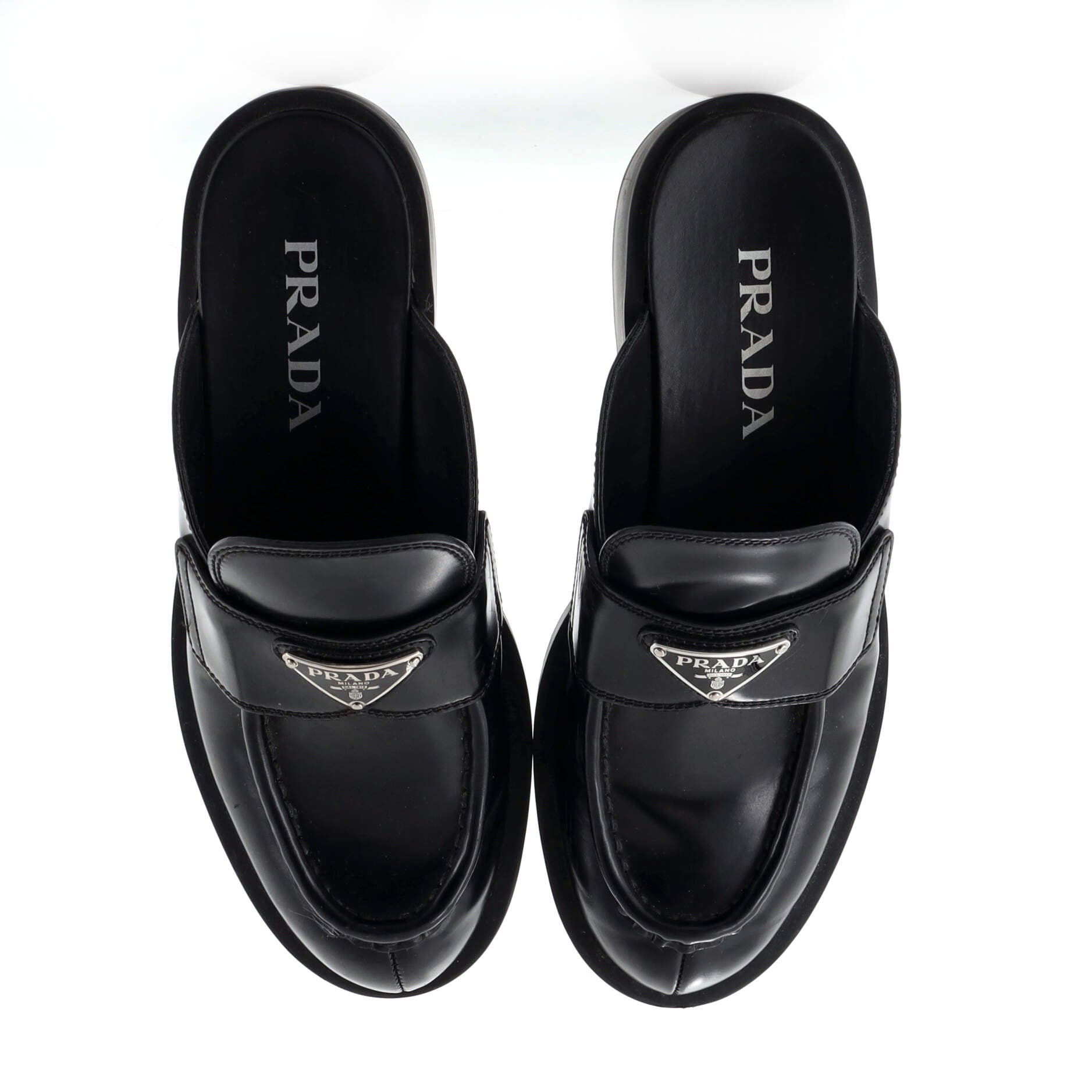 Women's Triangle Logo Slide Mules Leather