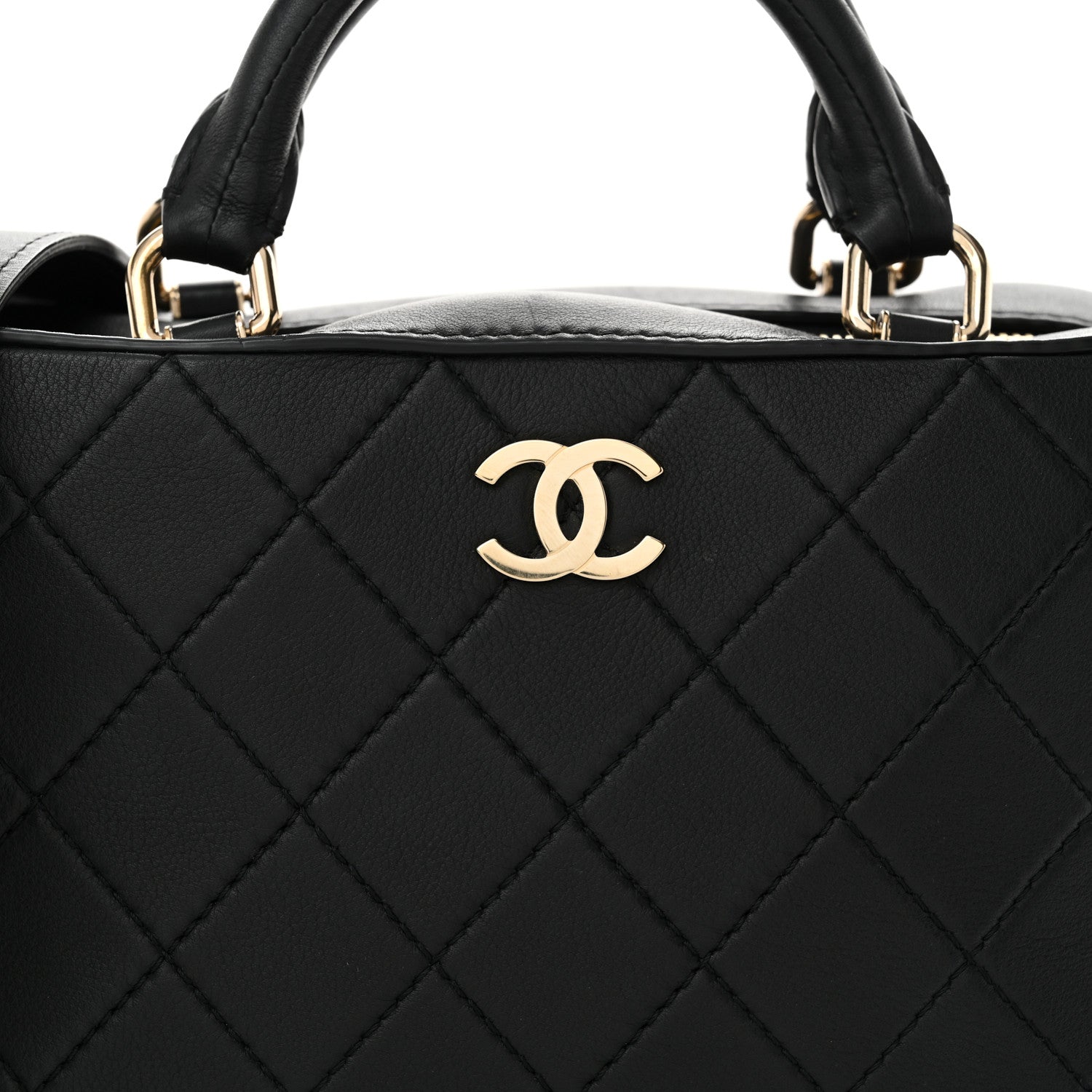 Calfskin Quilted Travel Kit Vanity Case Black