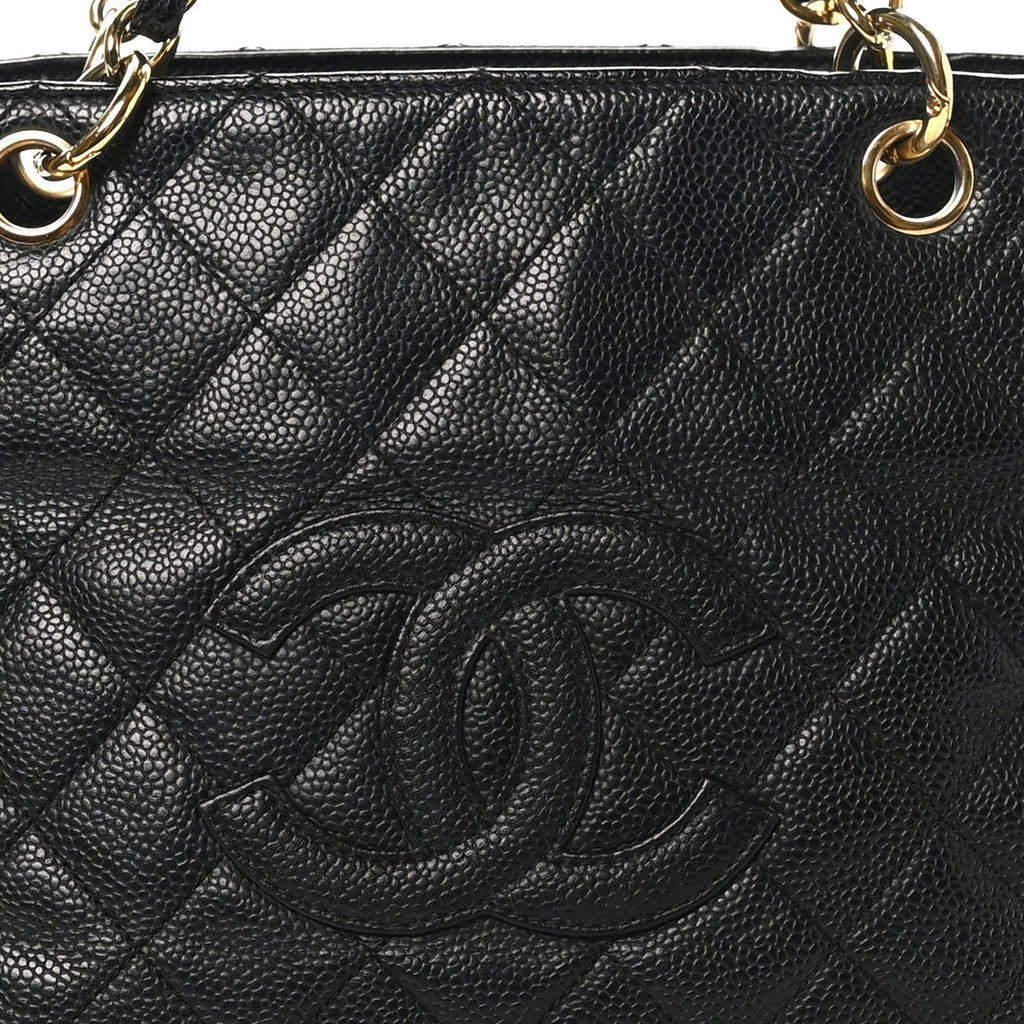Caviar Quilted Petit Timeless Tote PTT Black