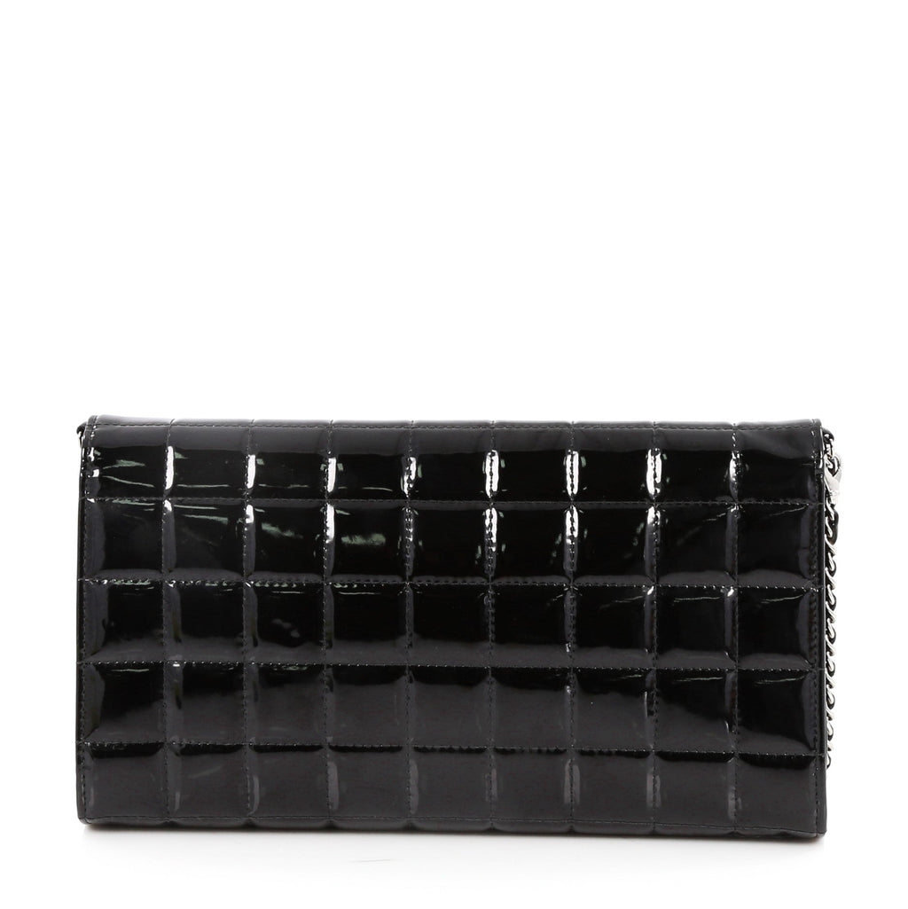 Chocolate Bar Chain Clutch Quilted Patent