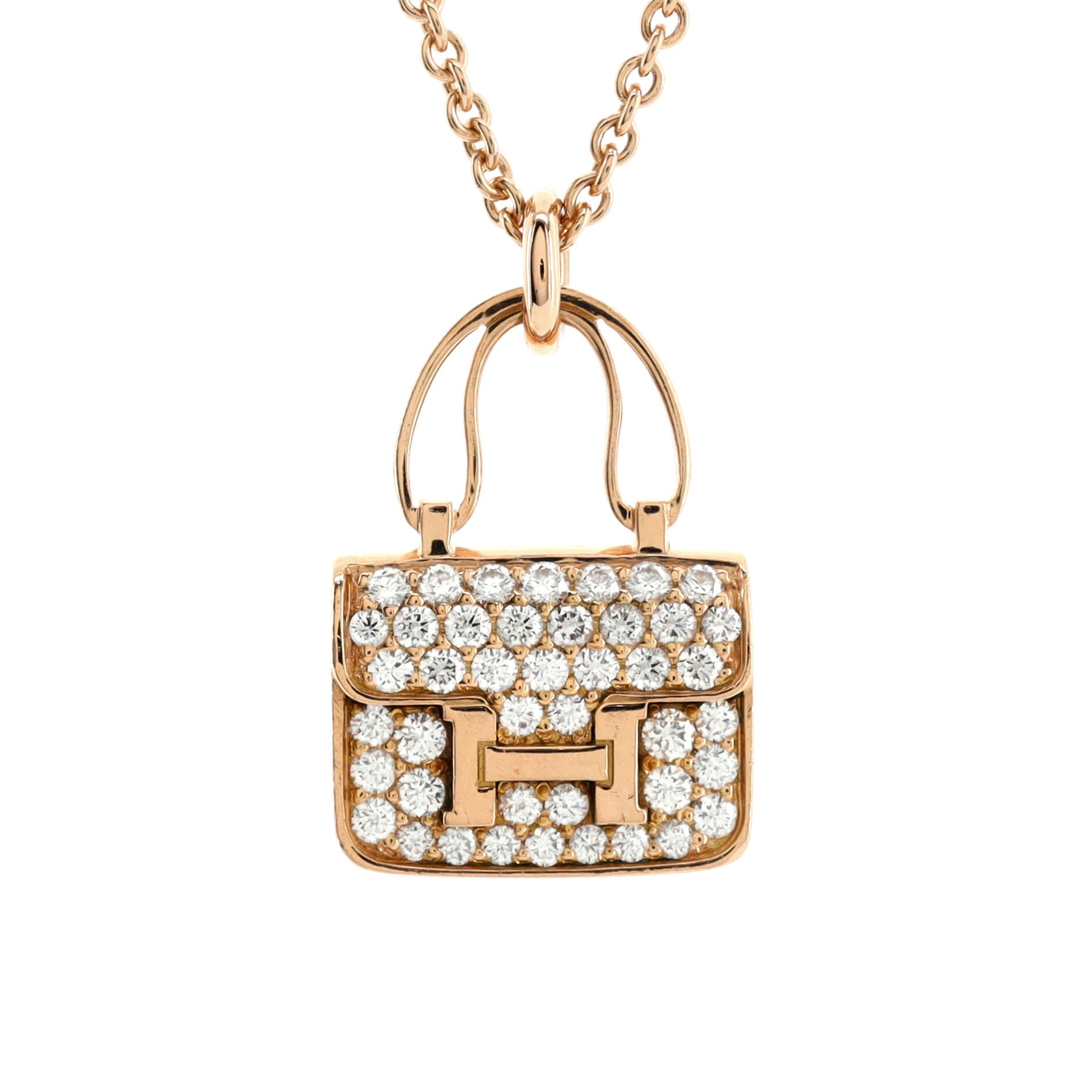 Amulettes Constance Pendant NM Necklace 18K Rose Gold and Diamonds