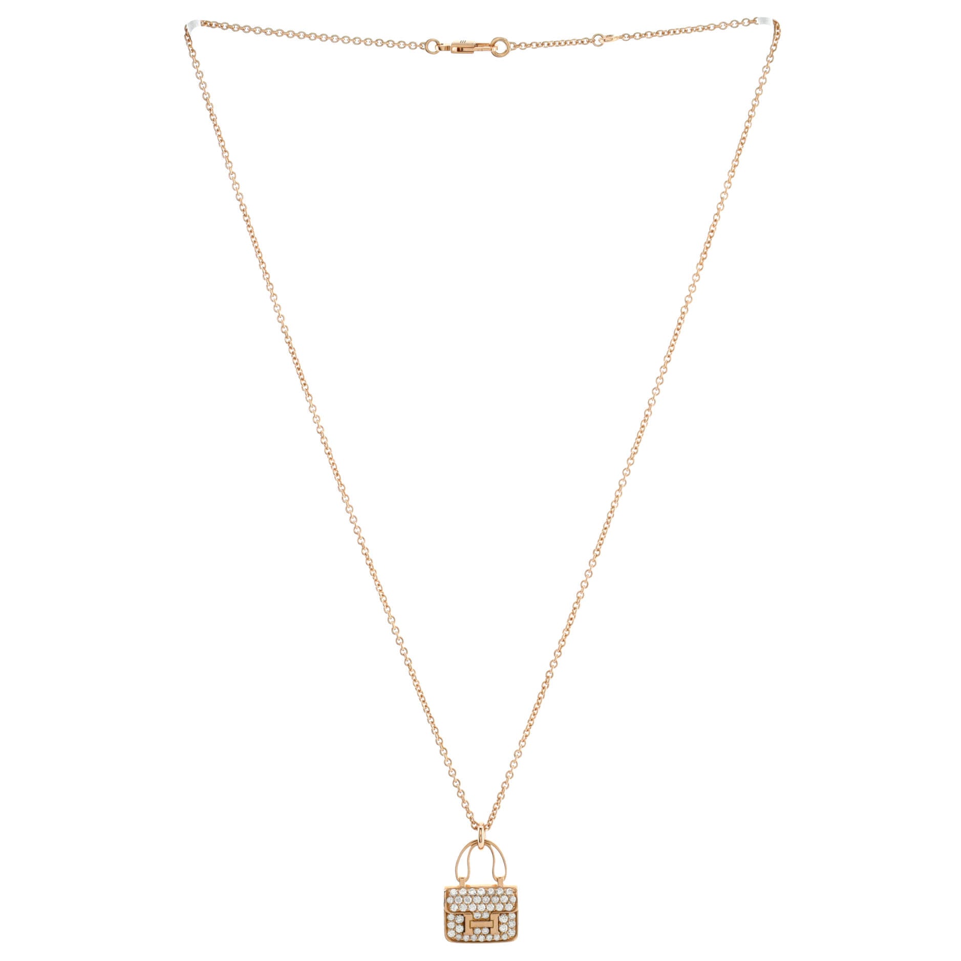 Amulettes Constance Pendant NM Necklace 18K Rose Gold and Diamonds