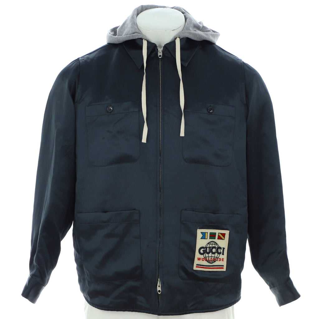 Men's Hooded Jacket Acetate and Cotton