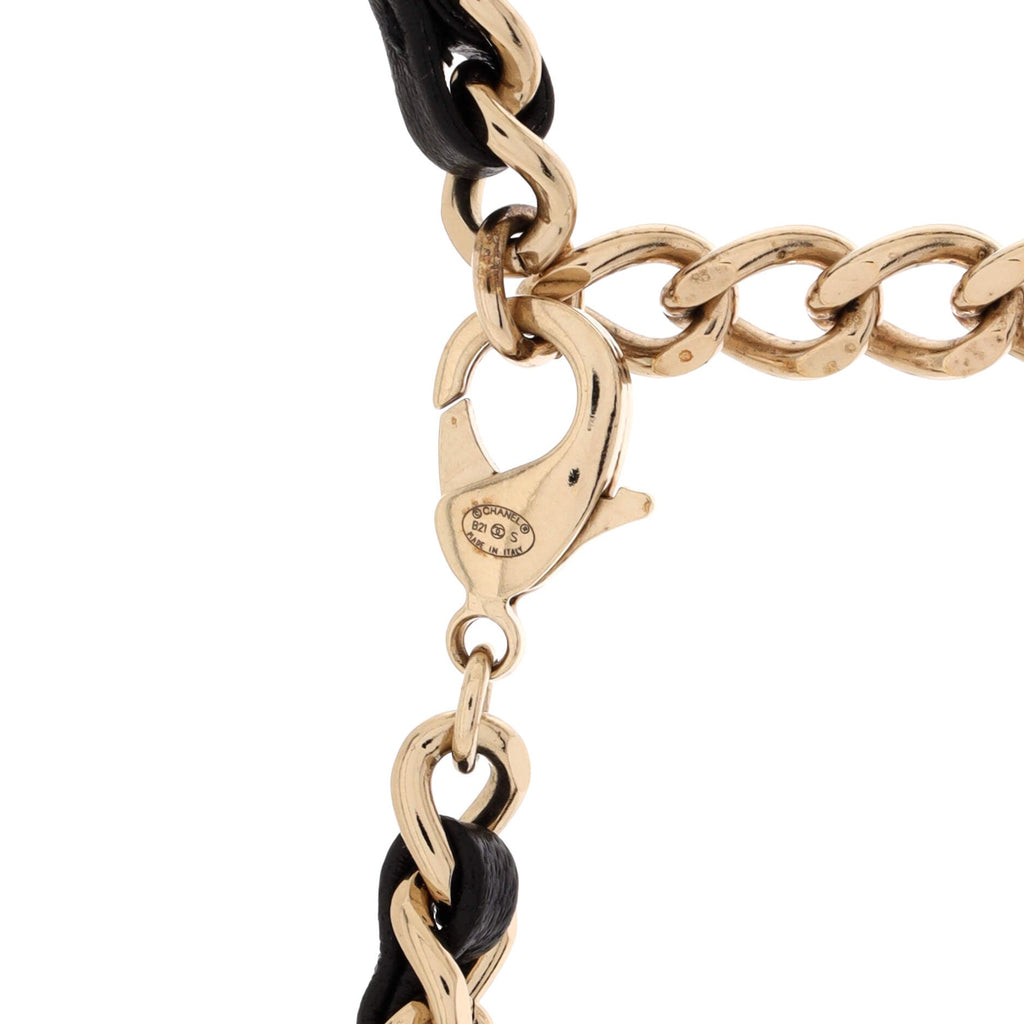 Flap Bag Chain Pendant Necklace Quilted Metal with Lambskin