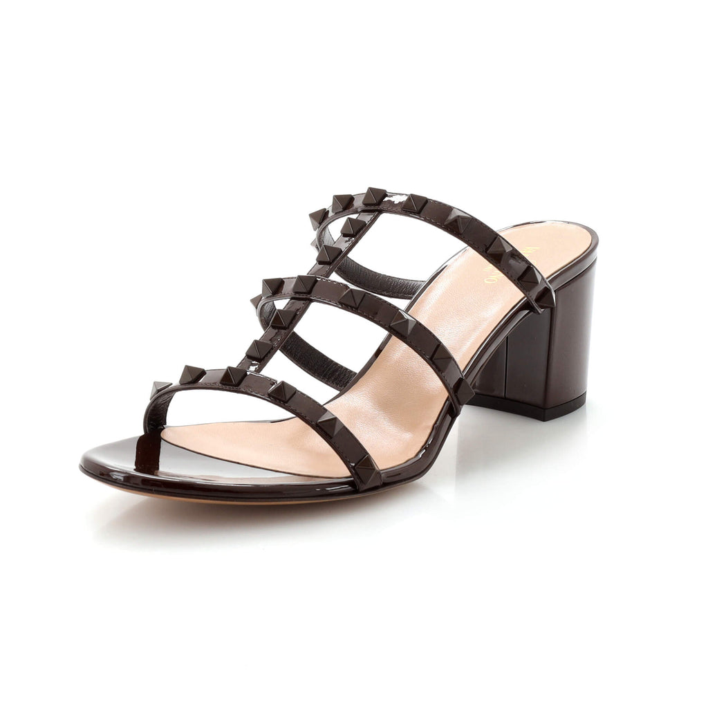 Women's Rockstud Caged Block Heel Sandal Leather