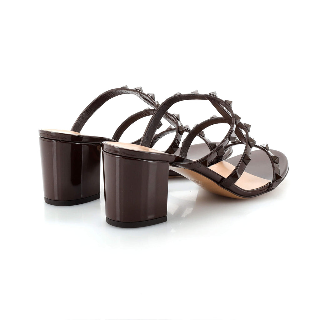 Women's Rockstud Caged Block Heel Sandal Leather