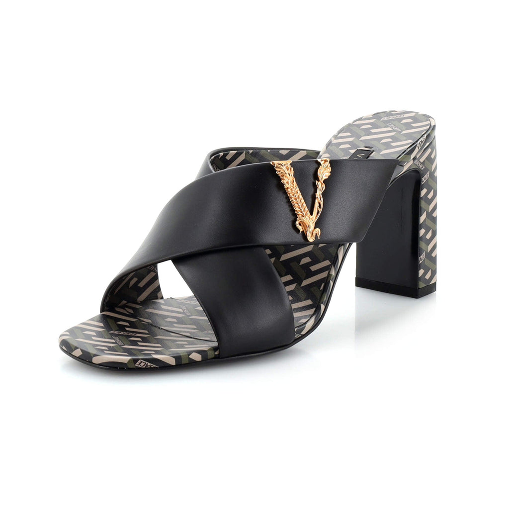 Women's Virtus Heeled Sandals Leather with Greca Detail