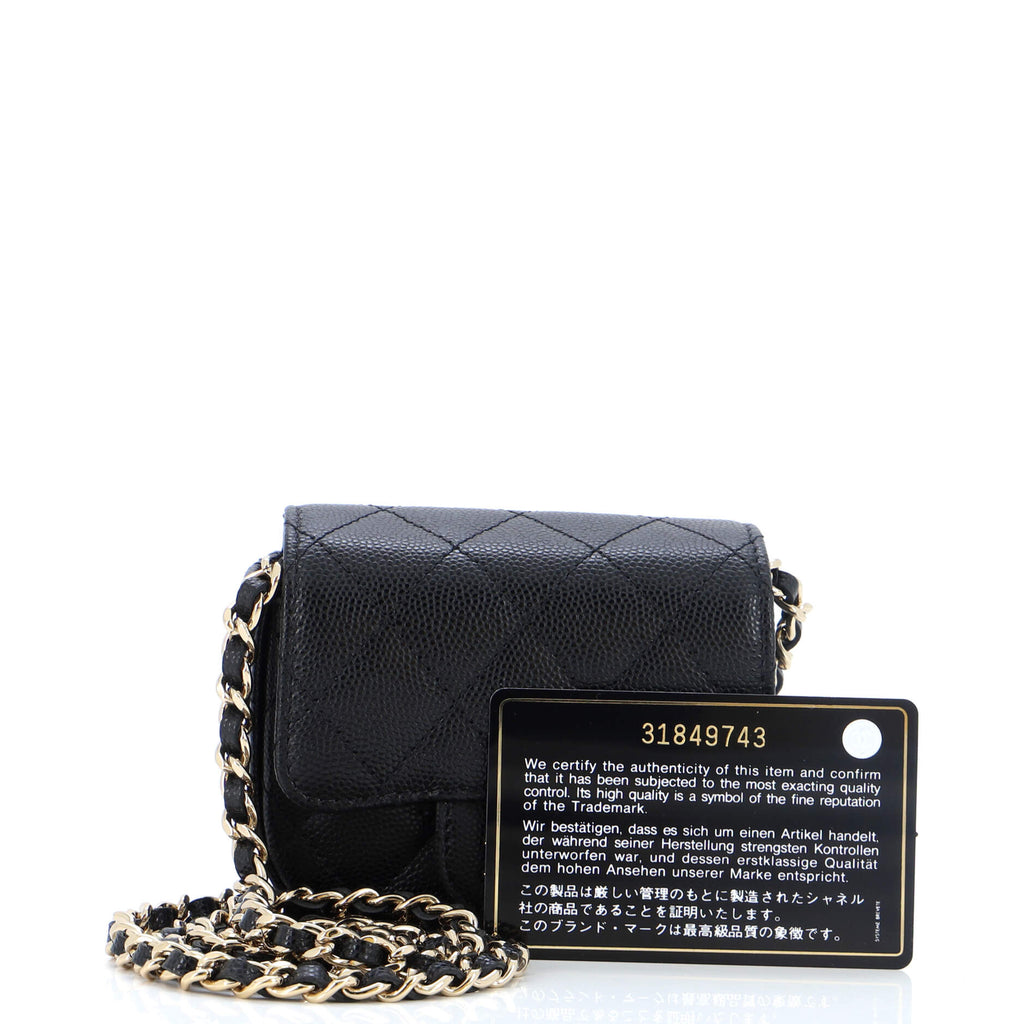 Classic Square Flap Clutch with Chain Quilted Caviar Mini