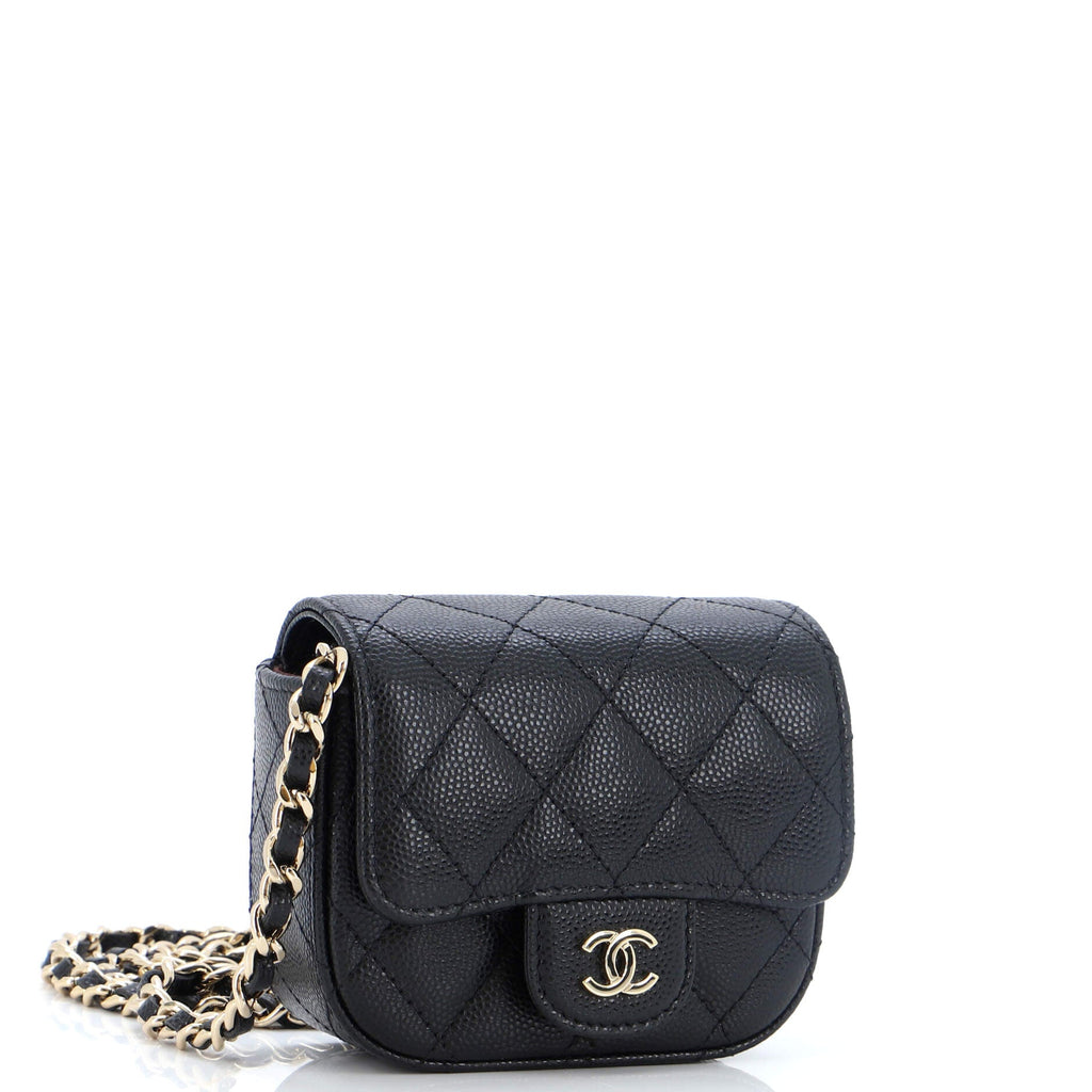 Classic Square Flap Clutch with Chain Quilted Caviar Mini