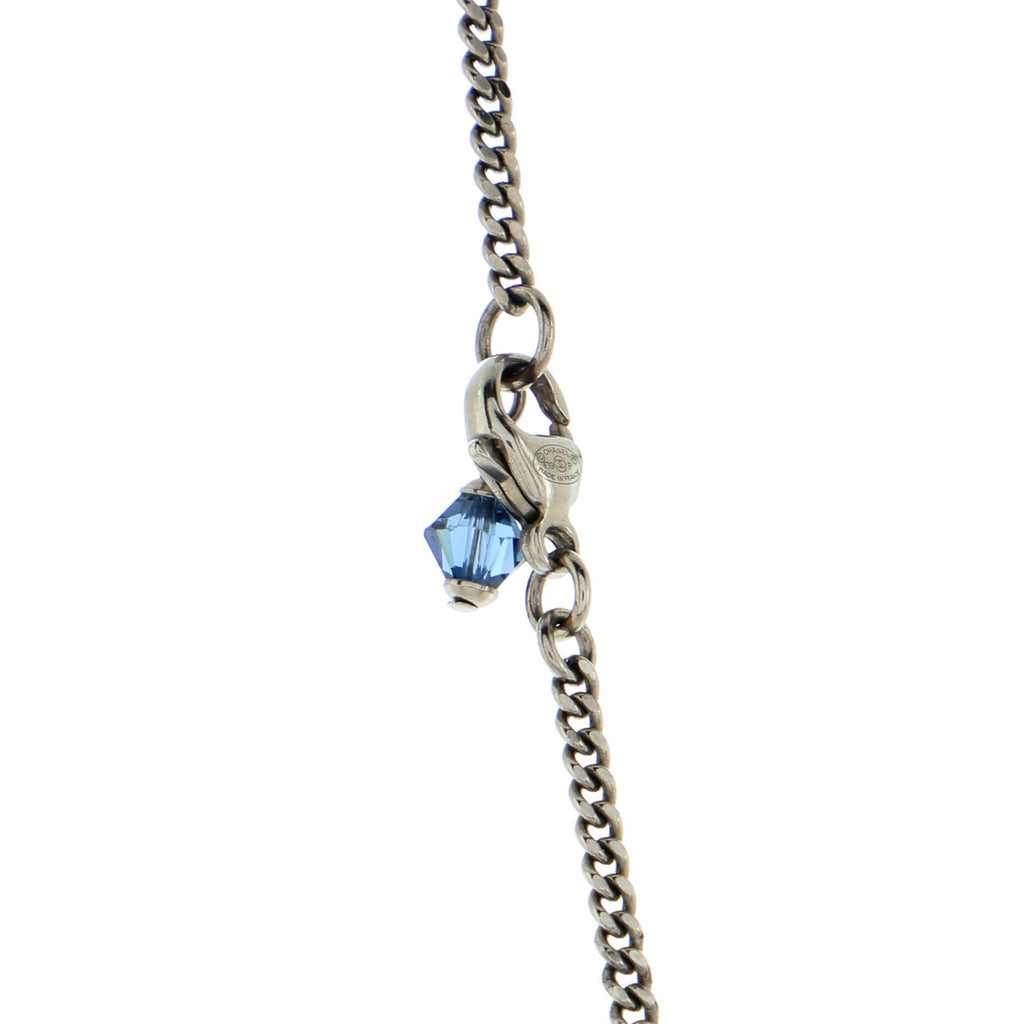 CC Baguette Pendant Necklace Crystal Embellished Metal Large
