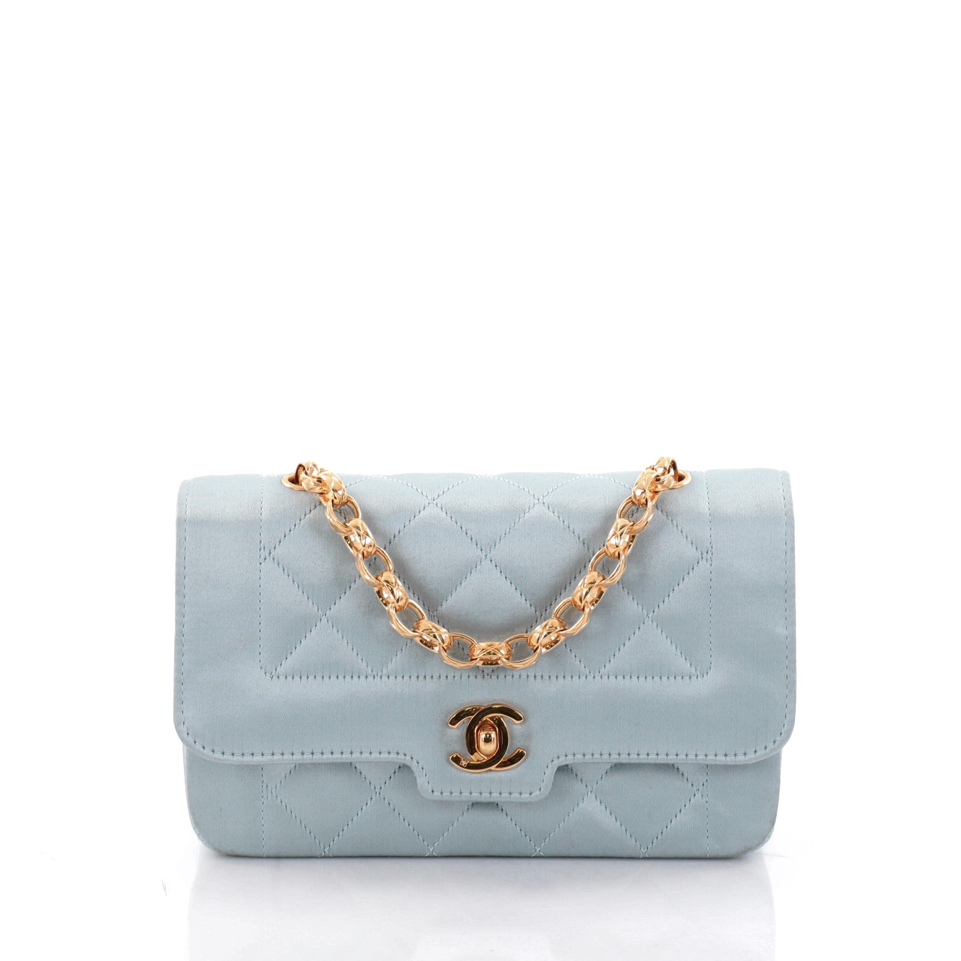 Vintage CC Chain Flap Bag Quilted Satin Mini