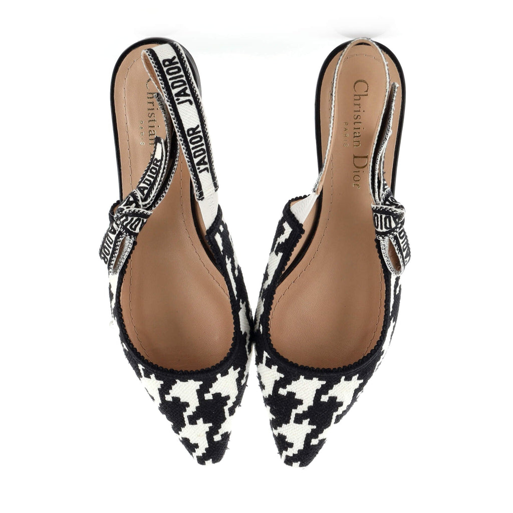 Women's J'adior Slingback Flats Houndstooth Embroidered Cotton