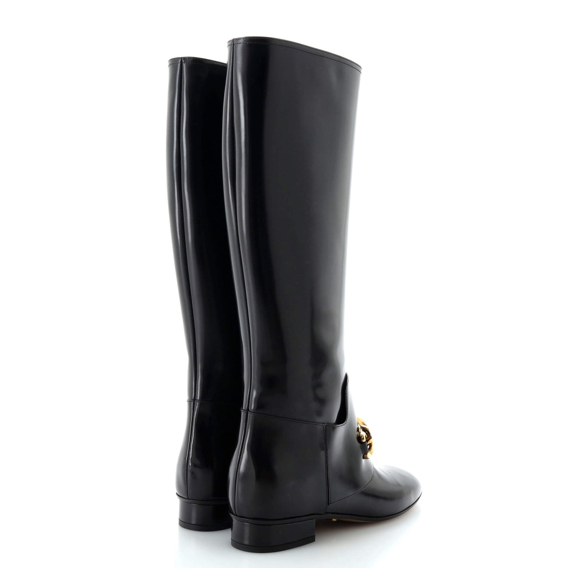 Women's Interlocking G Chain Knee High Boots Leather