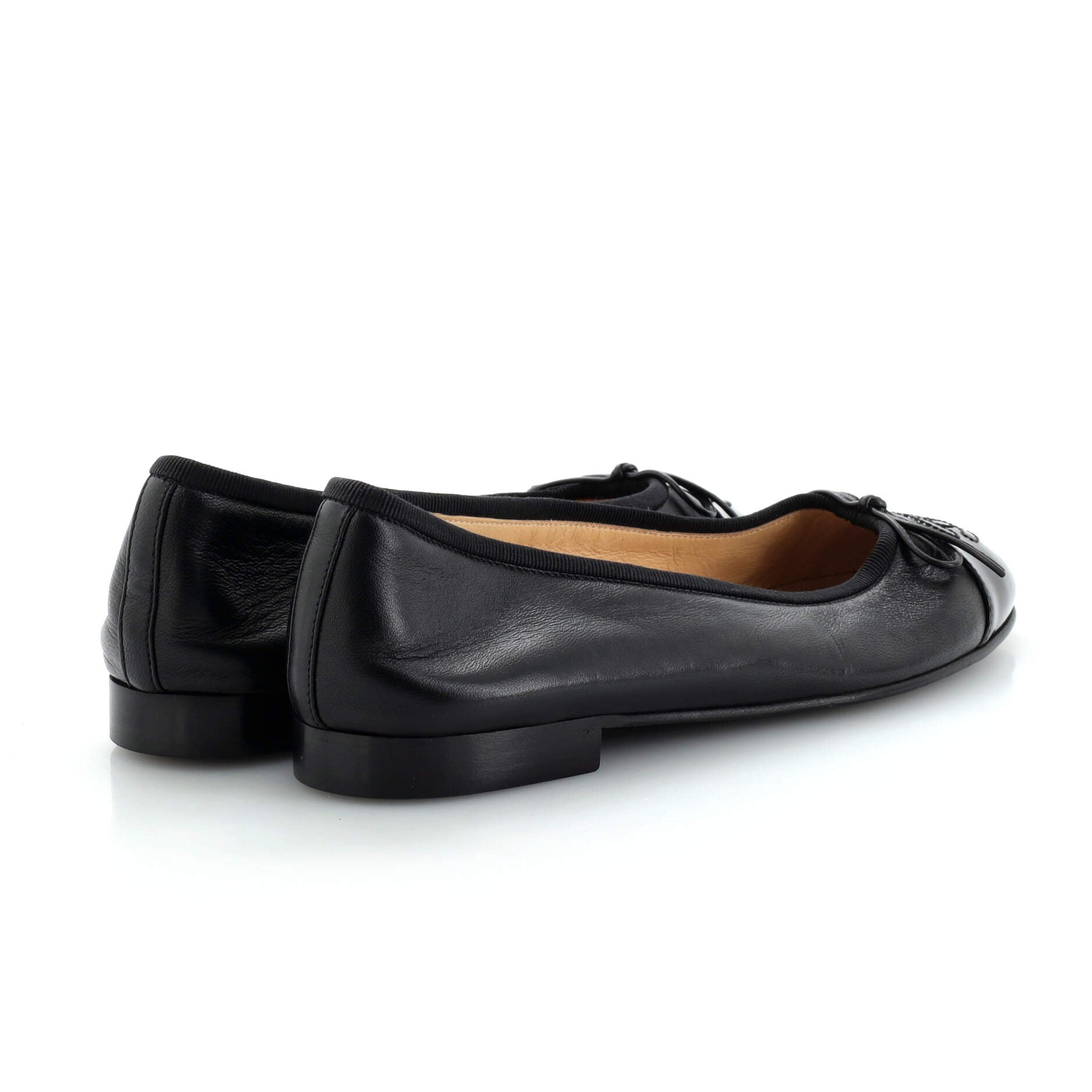Women's CC Cap Toe Bow Ballerina Flats Leather and Patent