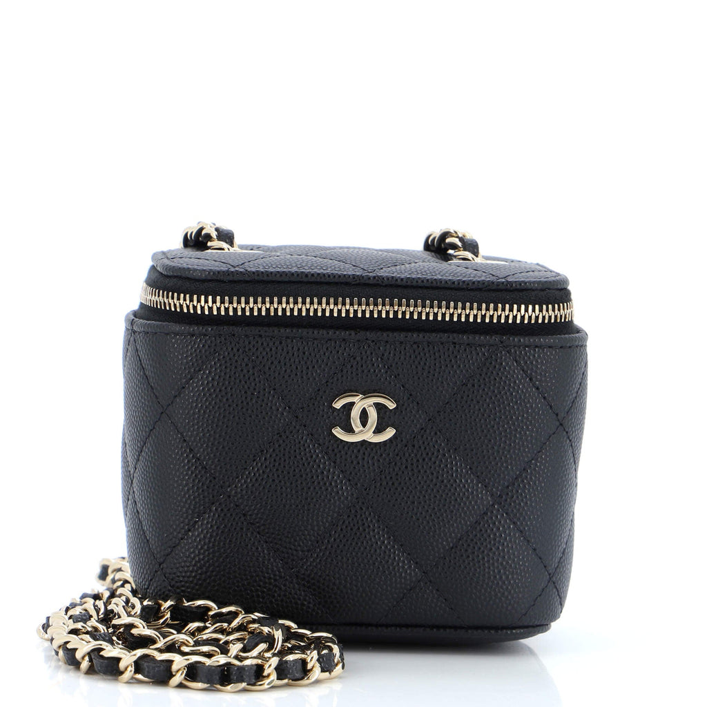 Classic Vanity Case with Chain Quilted Caviar Mini