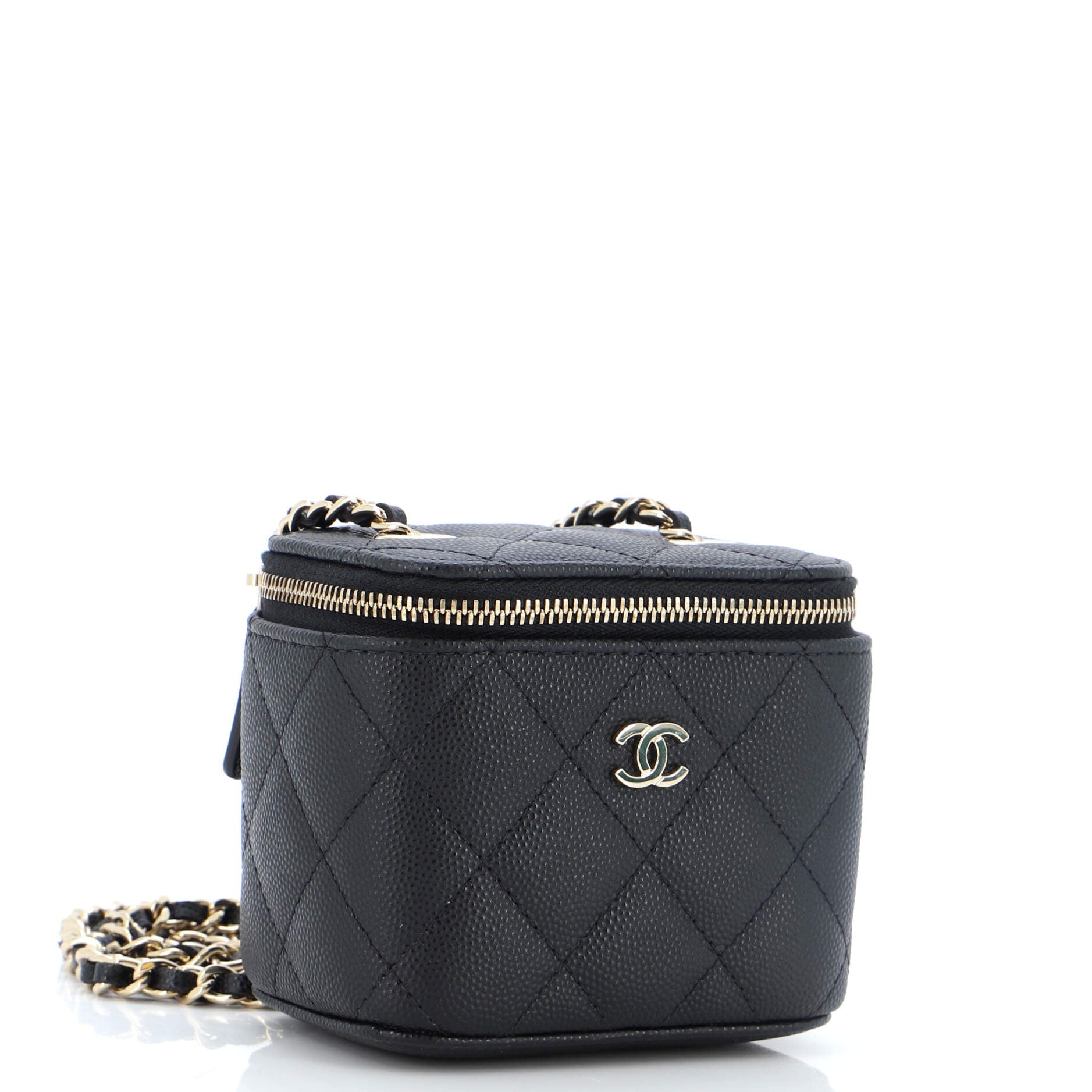 Classic Vanity Case with Chain Quilted Caviar Mini