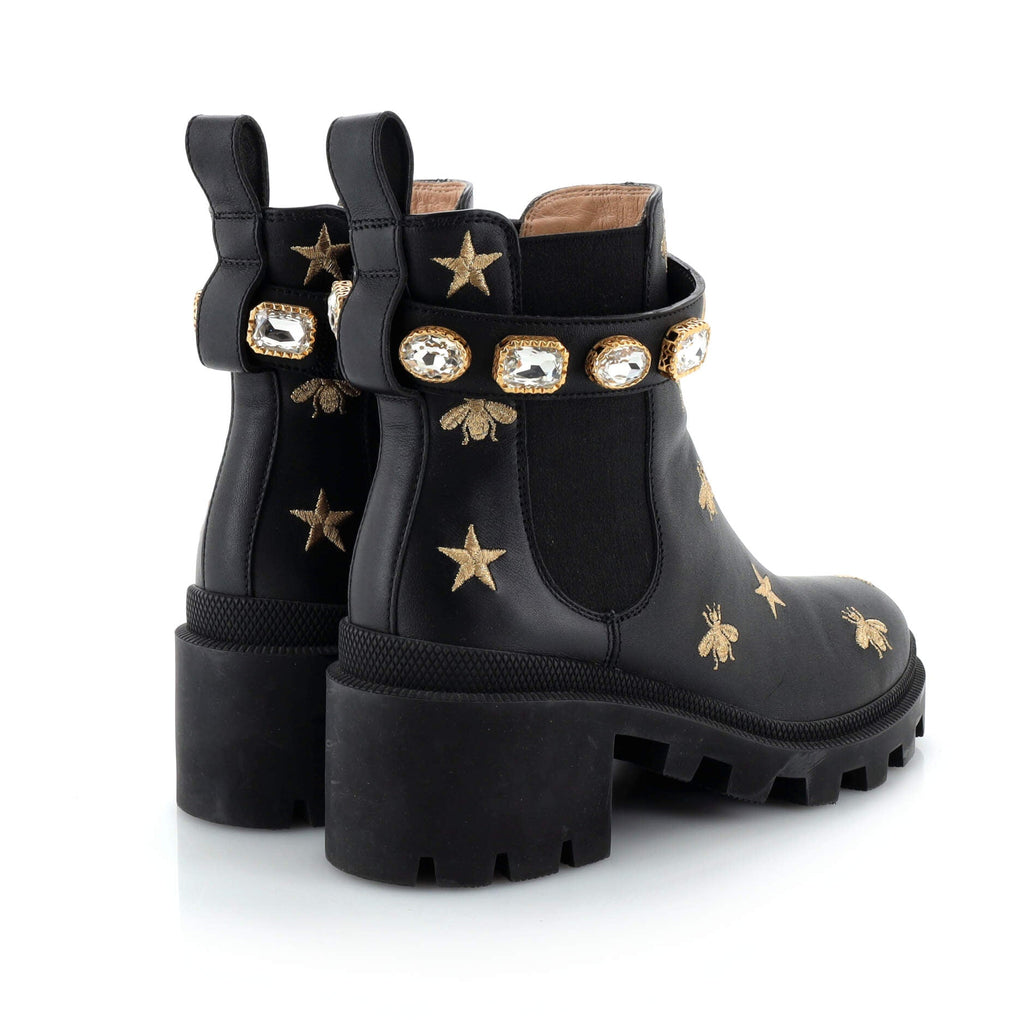 Women's Trip Boots Embroidered Leather with Crystals