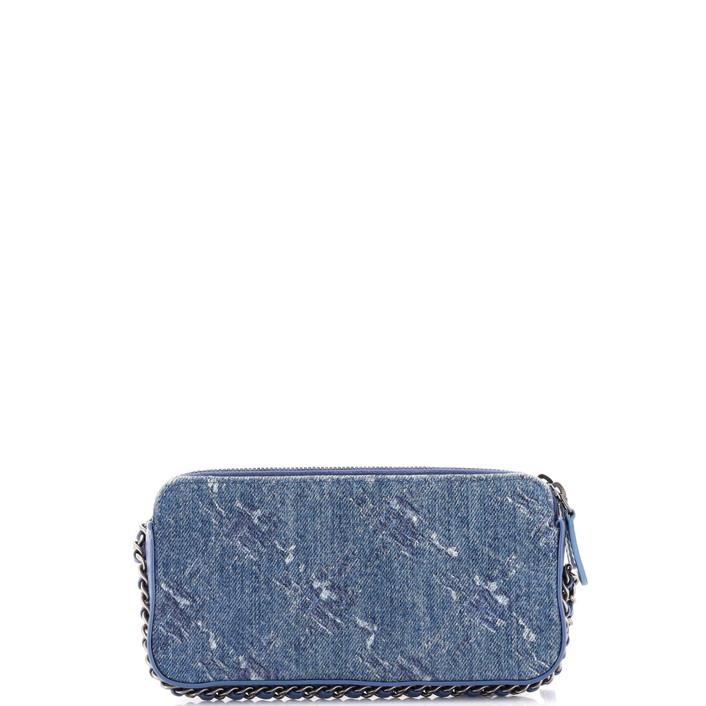 Double Zip Clutch with Chain Printed Denim