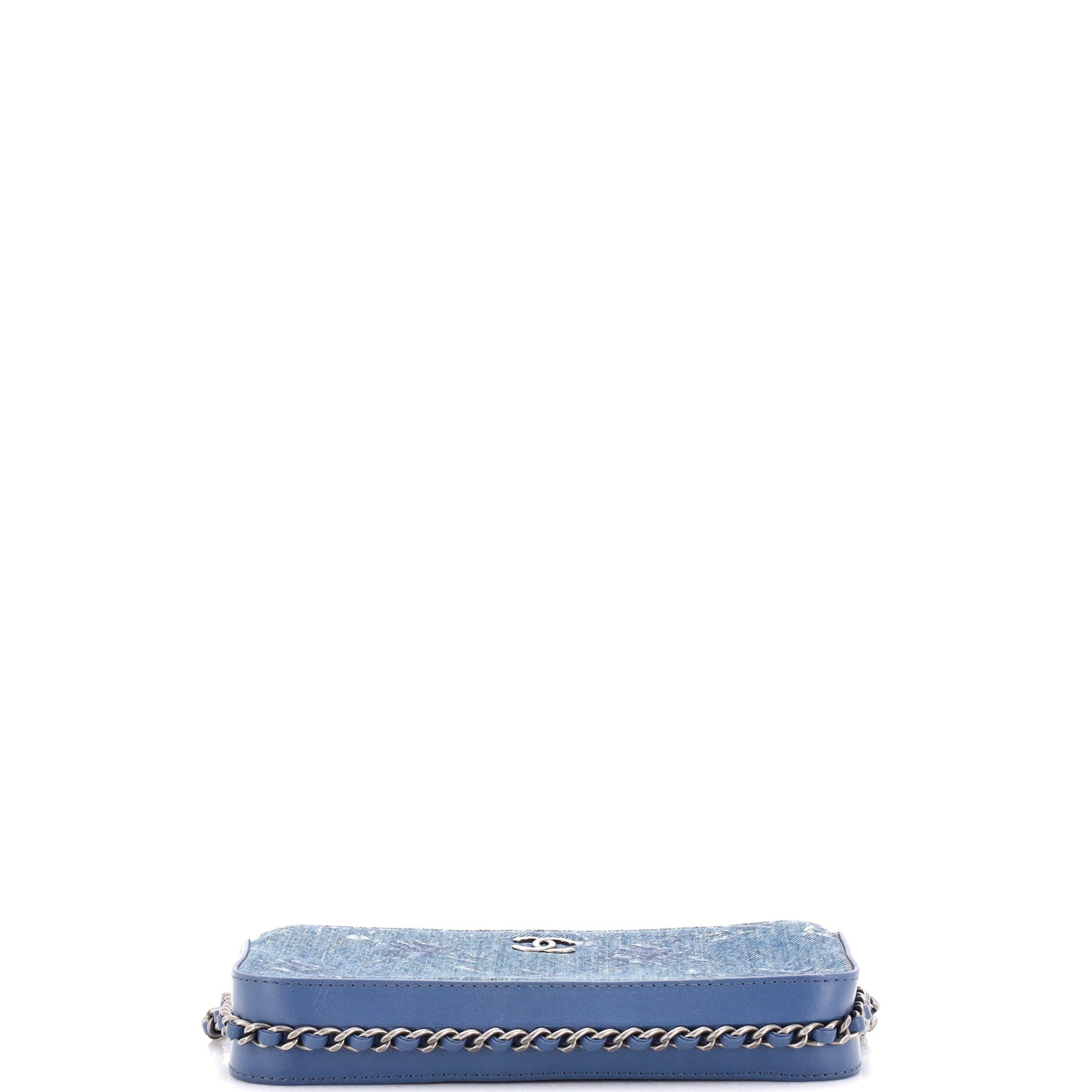 Double Zip Clutch with Chain Printed Denim