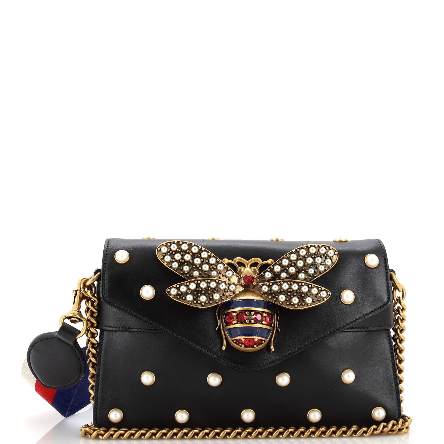 Broadway Pearly Bee Shoulder Bag Embellished Leather Mini