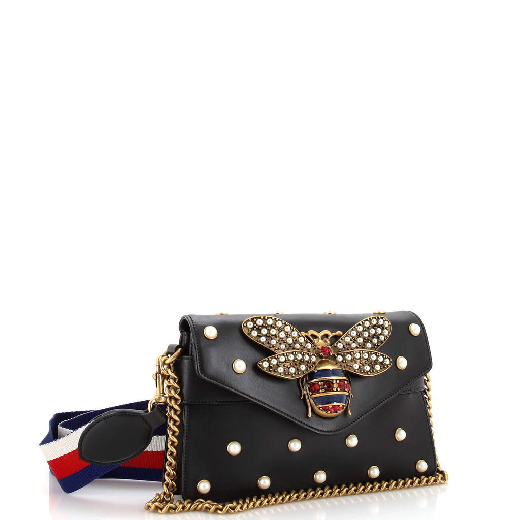 Broadway Pearly Bee Shoulder Bag Embellished Leather Mini